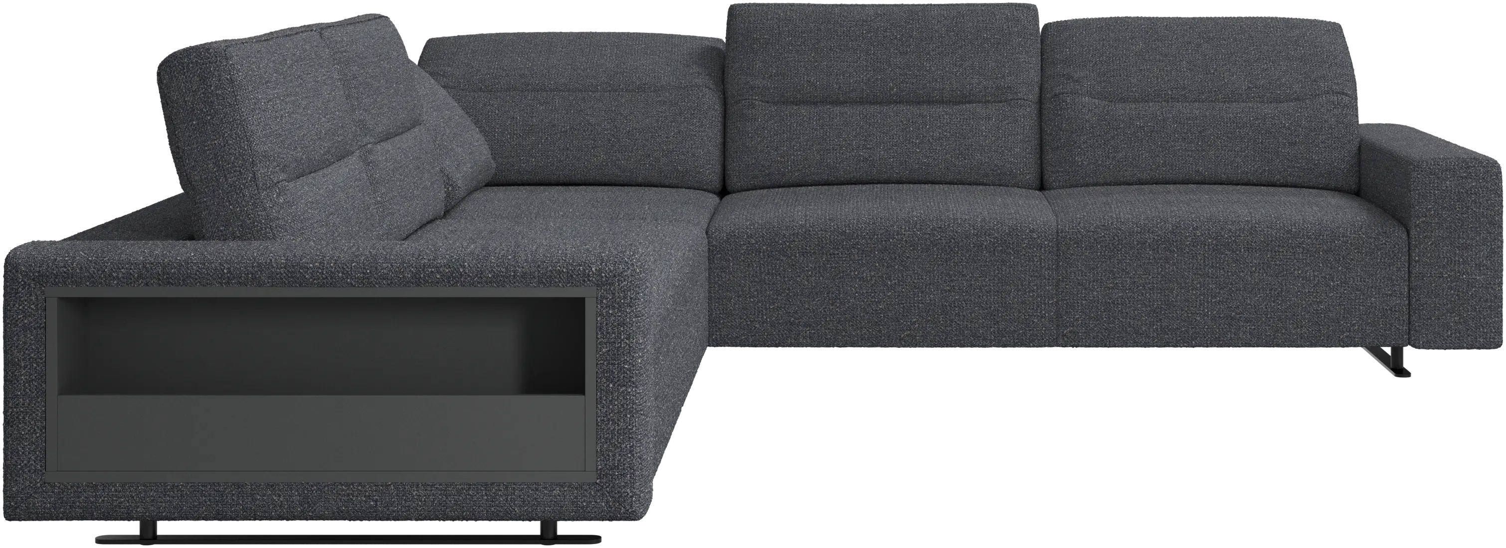 Hampton corner sofa with adjustable back and storage on left side