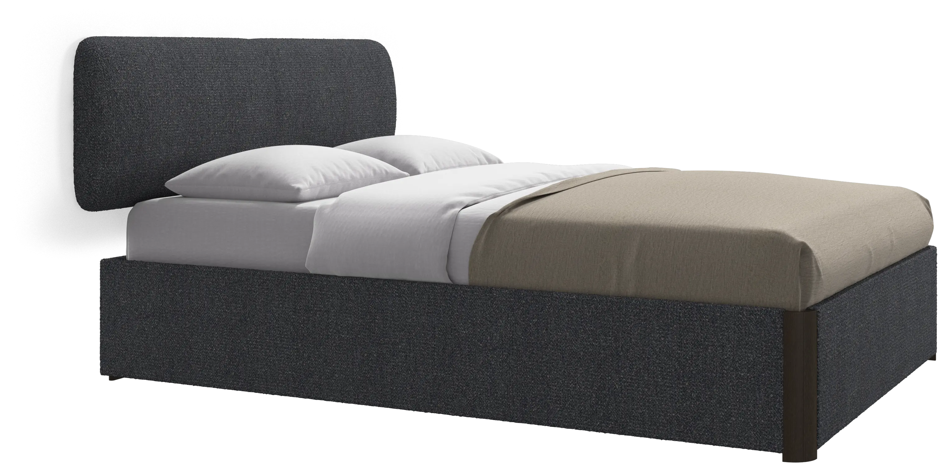 Element lit, tête de lit murale, avec lattes et solution de stockage, excl. matelas