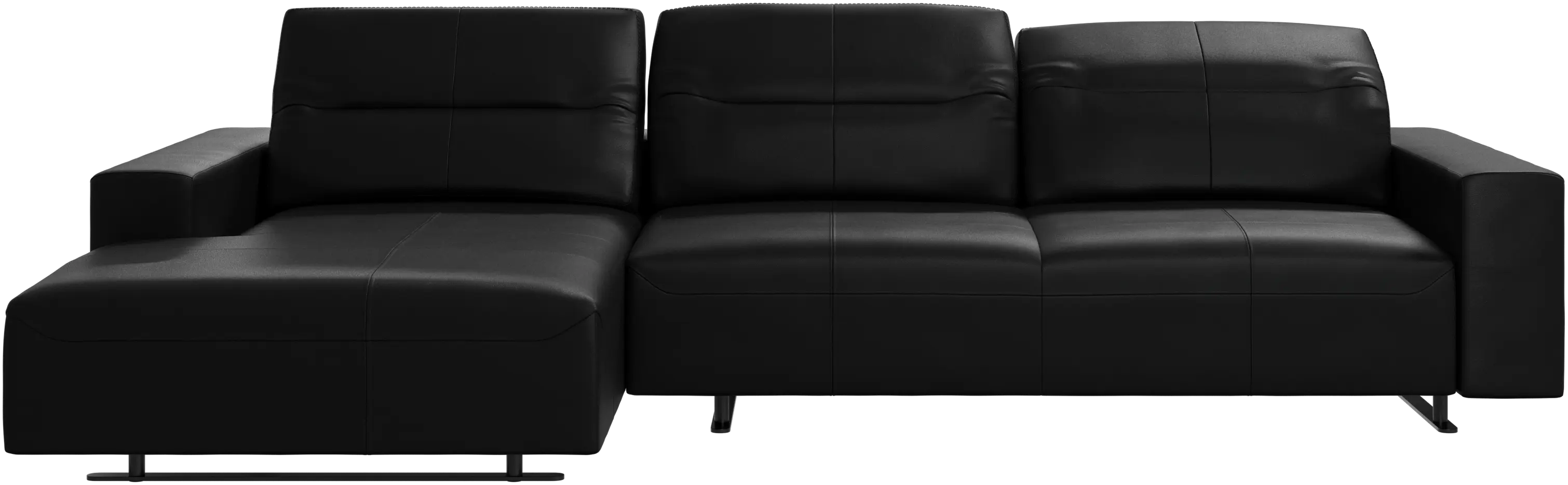 Sofá Hampton con respaldo ajustable y módulo de descanso en lado izquierdo, almacenamiento lado derecho