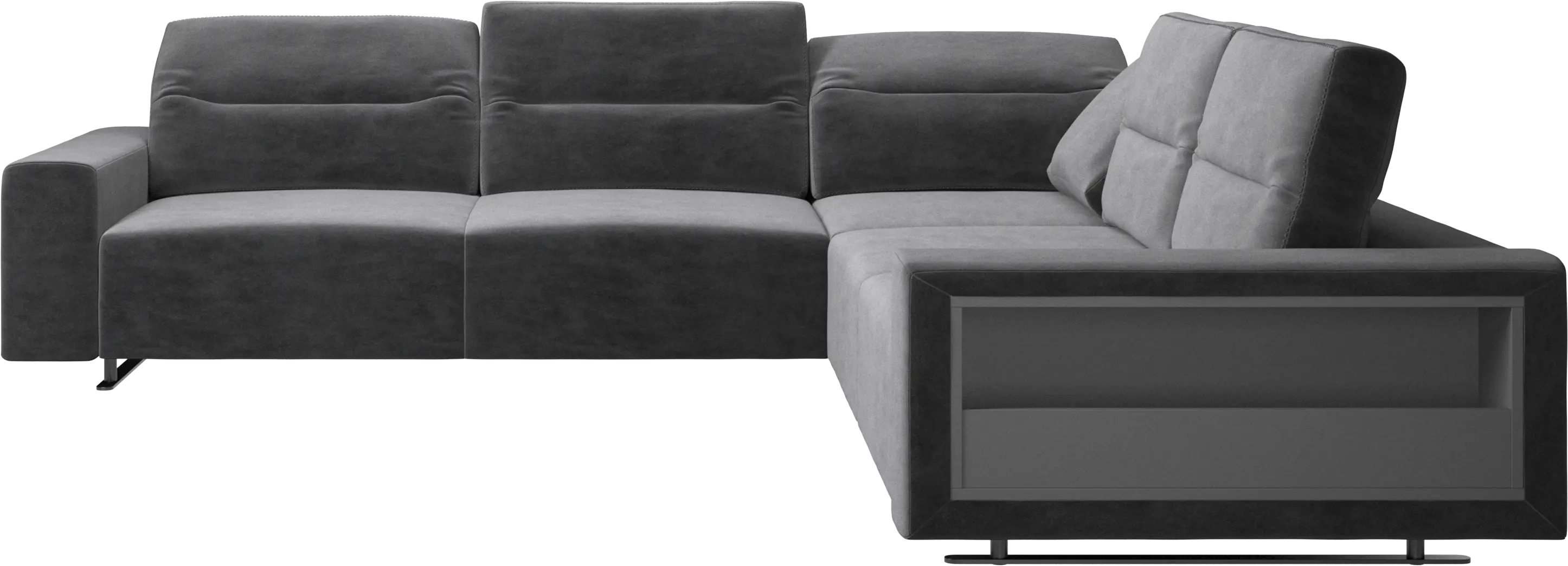 Hampton corner sofa with adjustable back and storage on right side
