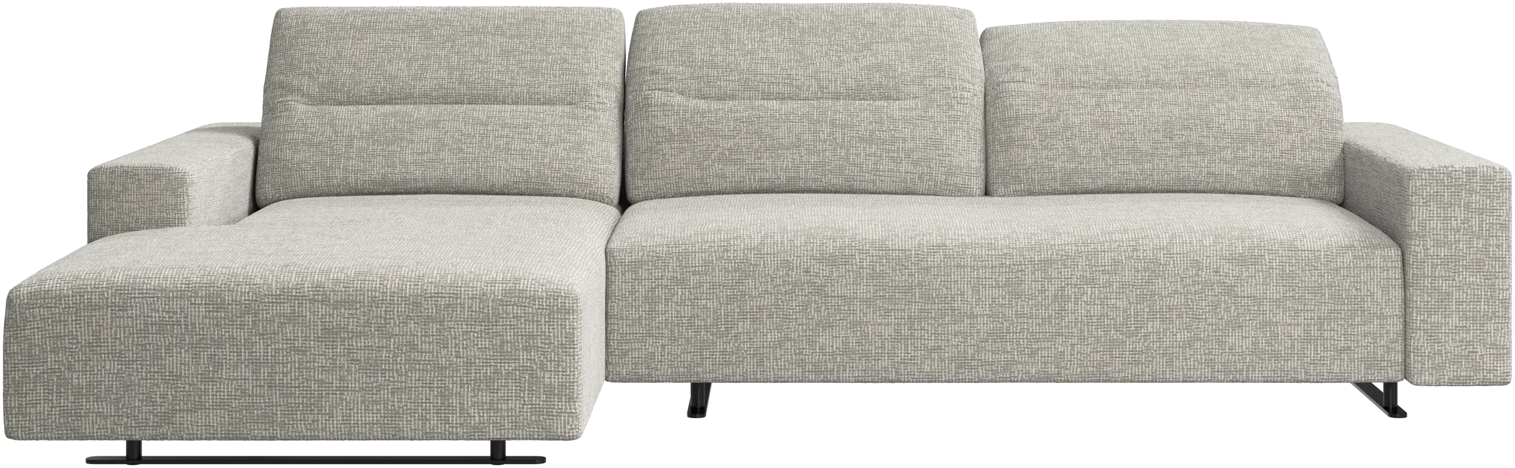 Hampton sofa with adjustable back, resting unit and storage left side