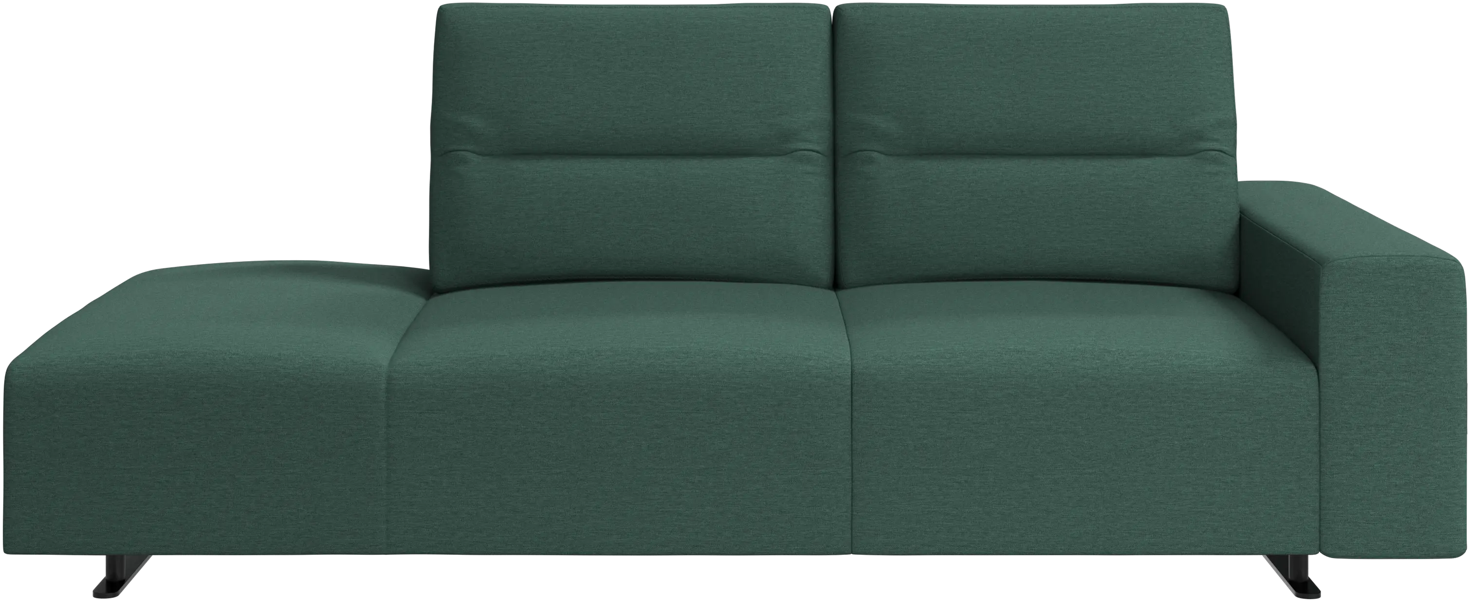 Hampton sofa with adjustable back and lounging unit left side, armrest right