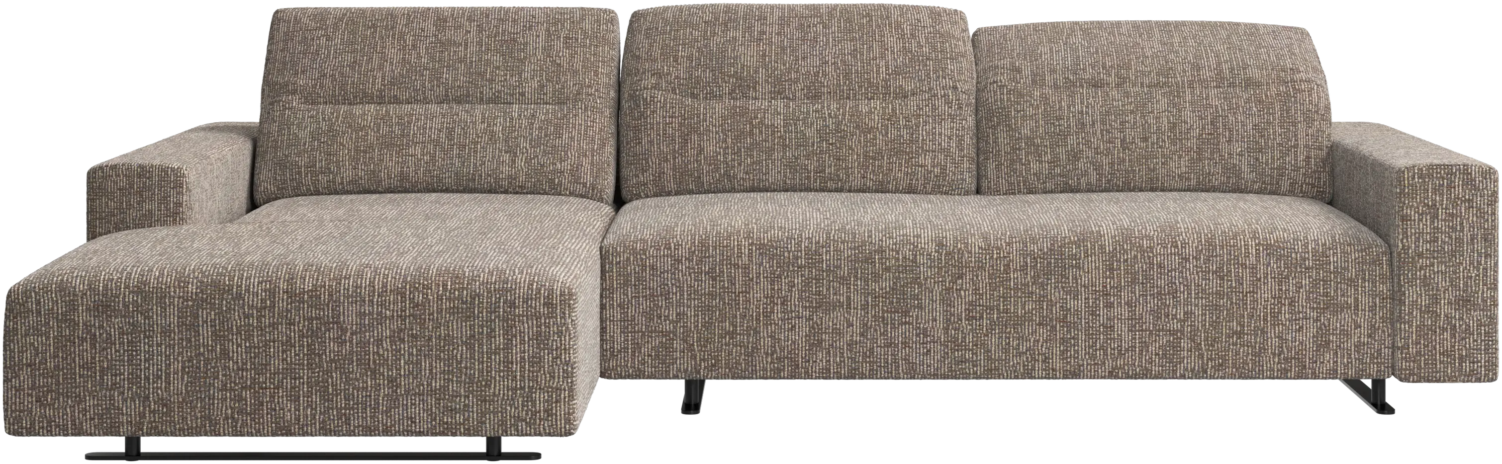 Hampton sofa with adjustable back, resting unit and storage left side
