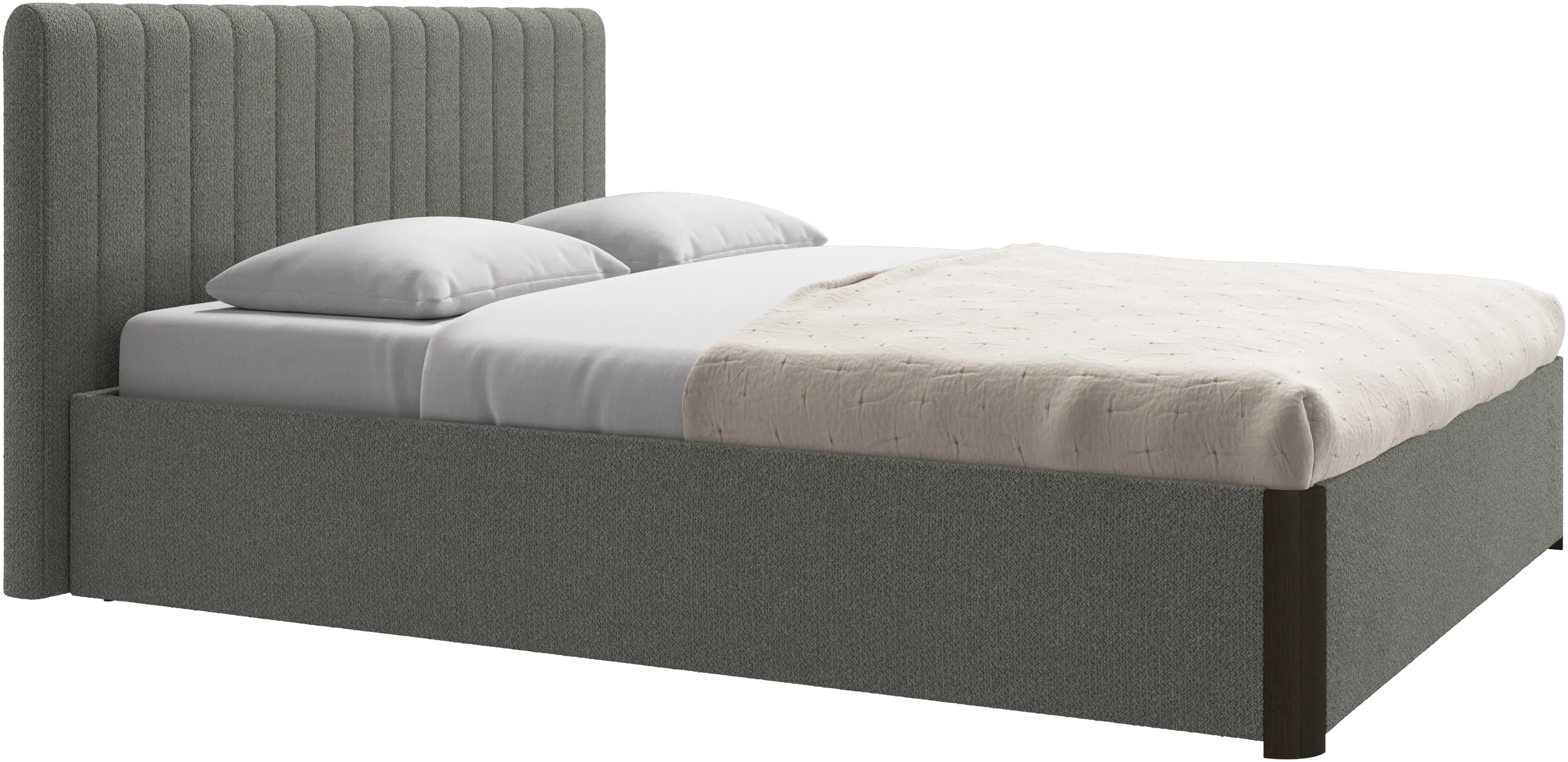 Element lit, tête de lit fixée au lit, avec lattes et solution de stockage, excl. matelas