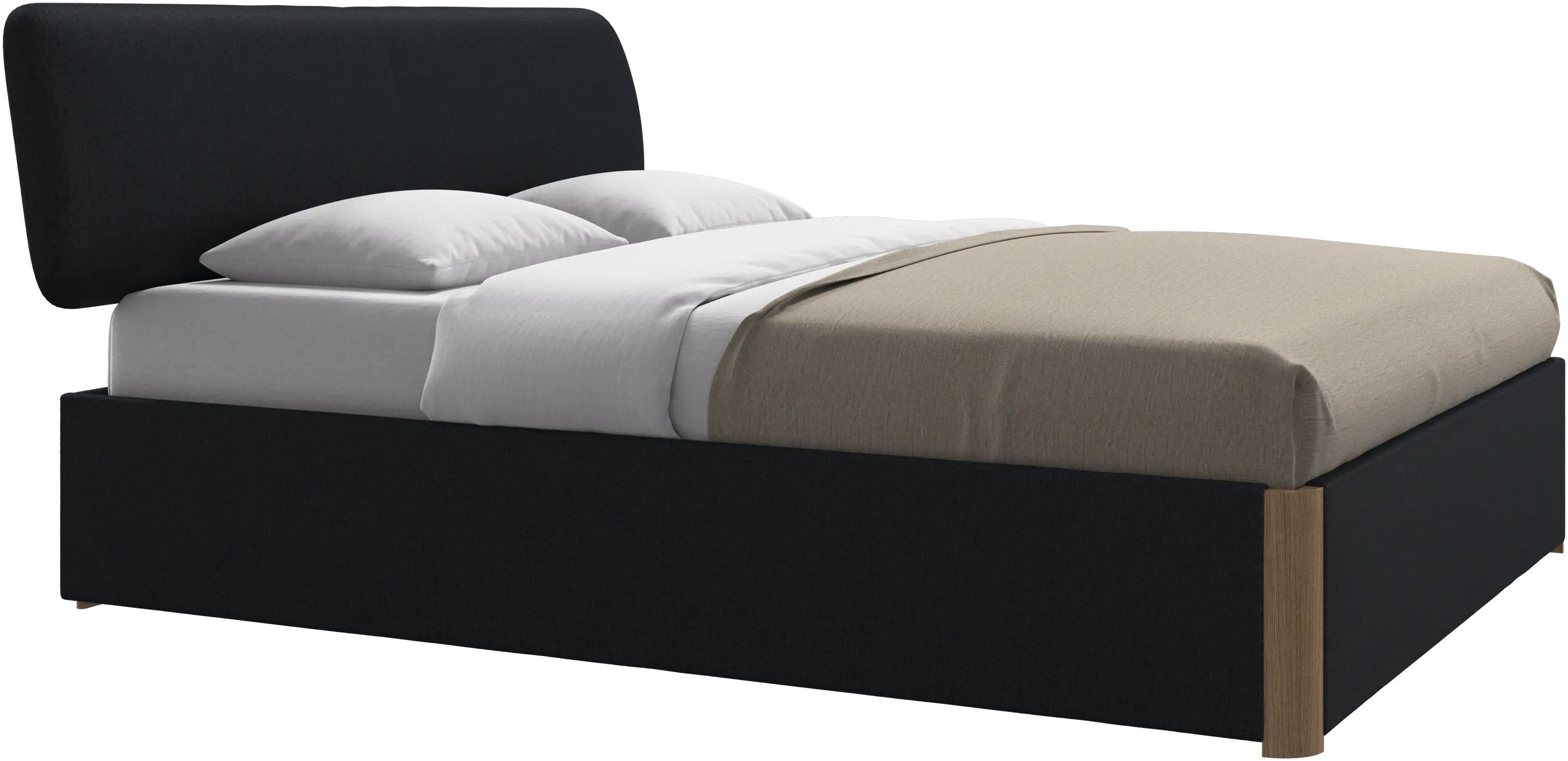 Element bed, bed-mounted headboard, with slats and storage solution, excl. mattress