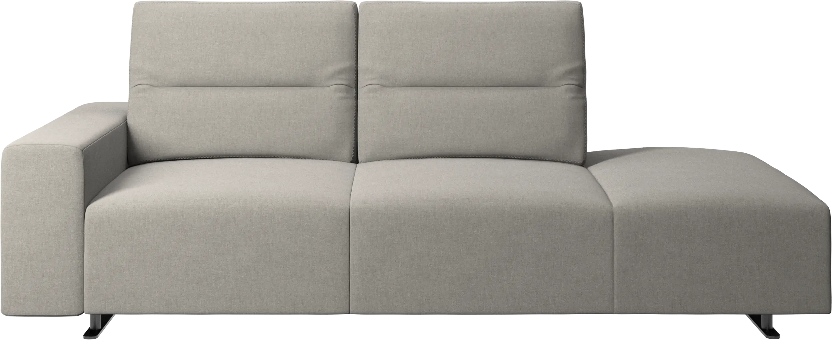 Hampton sofa with adjustable back and lounging unit right side, armrest left