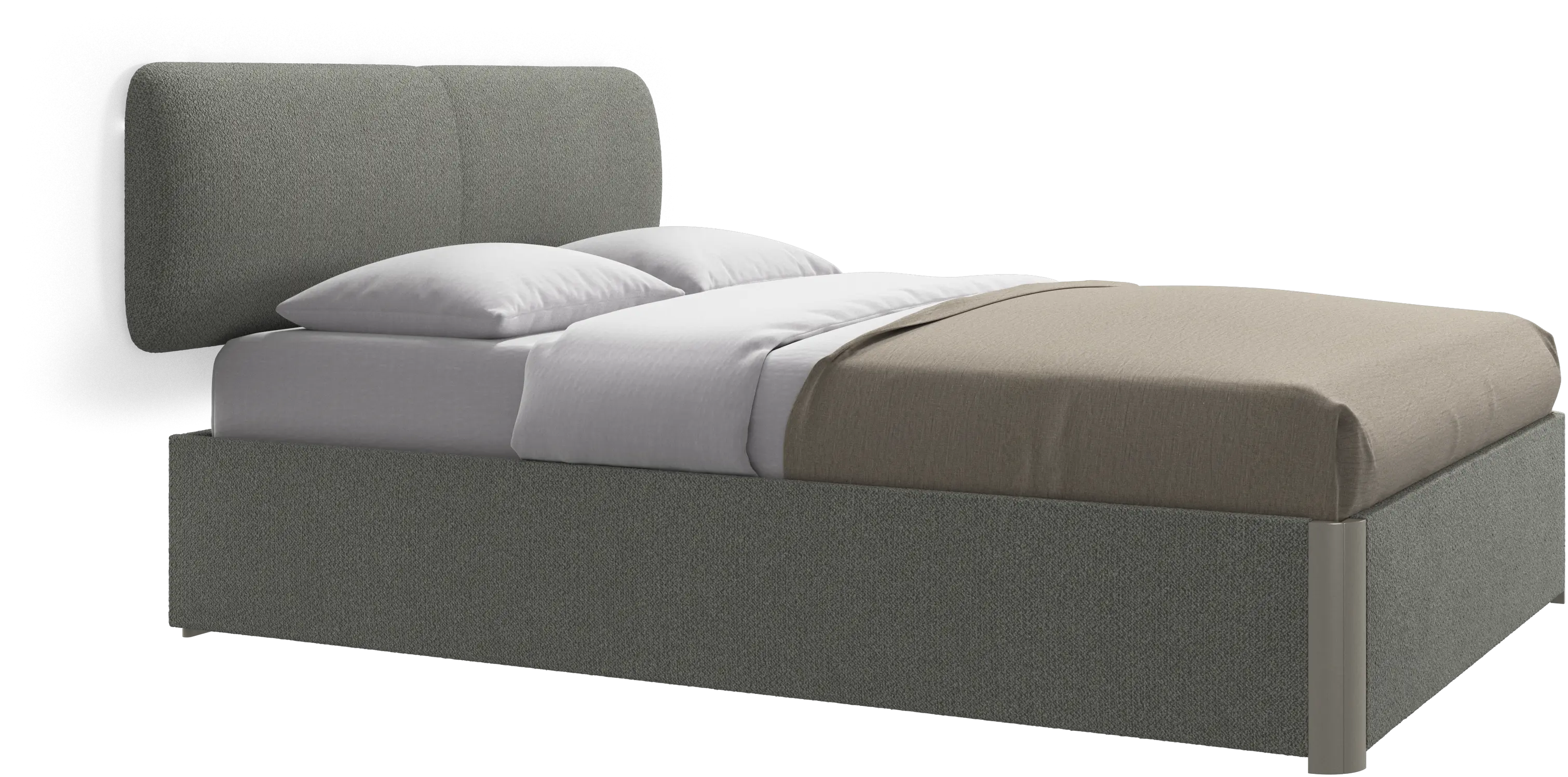 Element lit, tête de lit murale, avec lattes et solution de stockage, excl. matelas