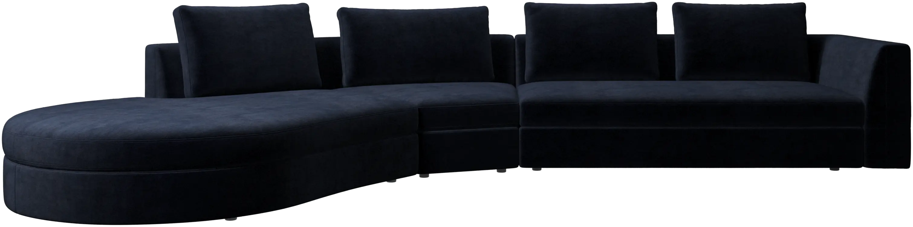 Bergamo sofa with round lounging unit, left