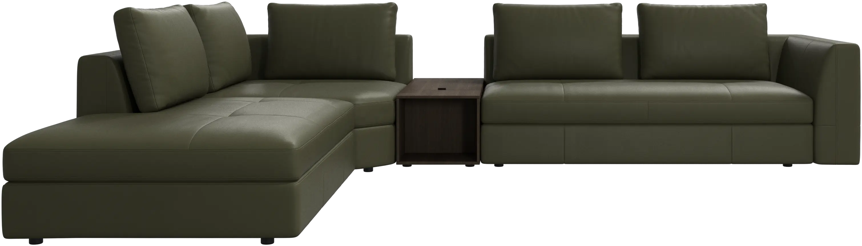 Bergamo corner sofa with lounging unit and footstool w/storage