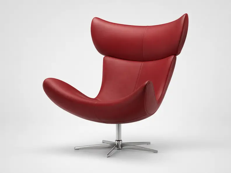 Armchairs [Imola - L002] Imola chair with swivel function, red Estoril leather function.] Imola footstool, Red Estoril Leather.