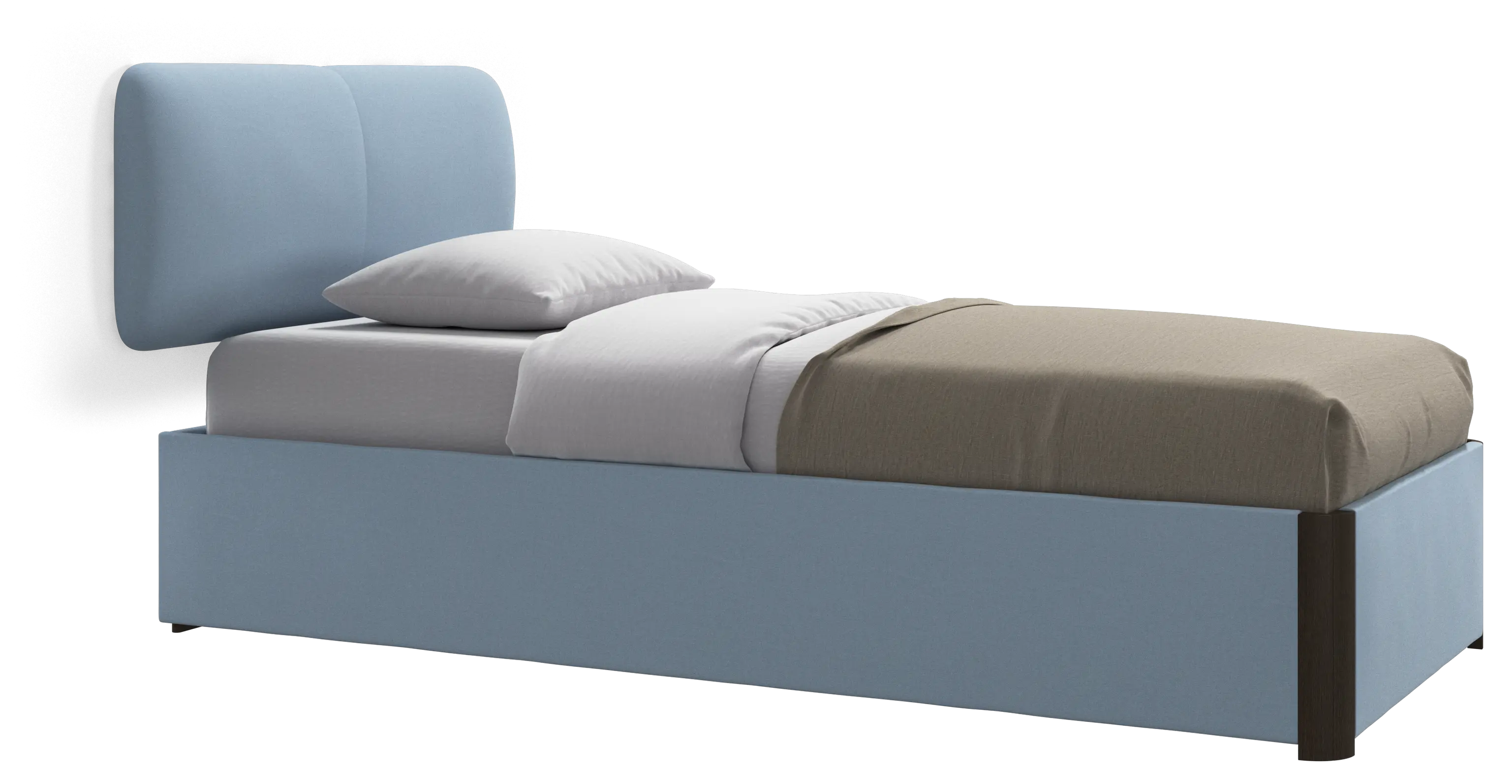 Element bed, wall-mounted headboard, with slats and storage solution, excl. mattress