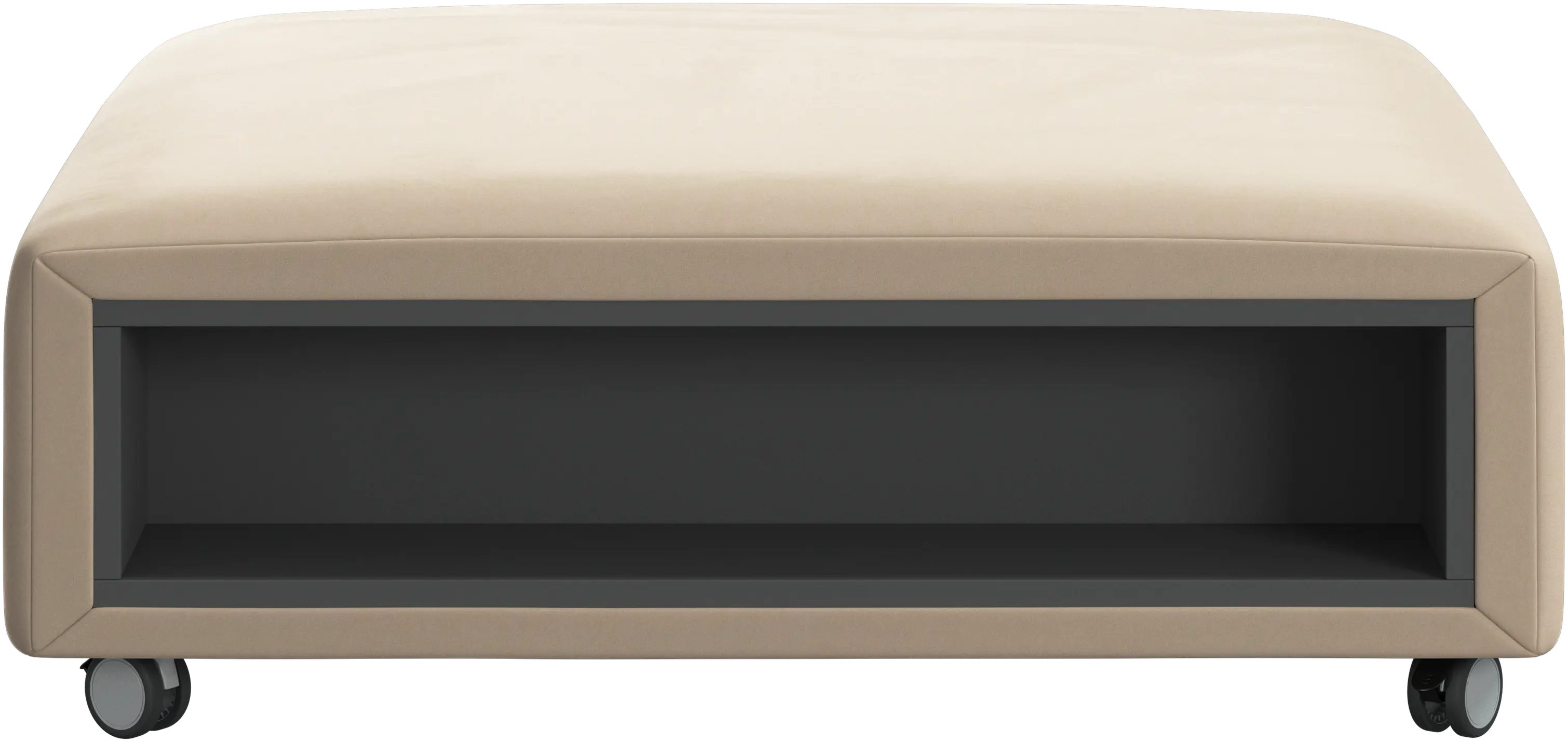 Hampton footstool on wheels with storage left and right sides