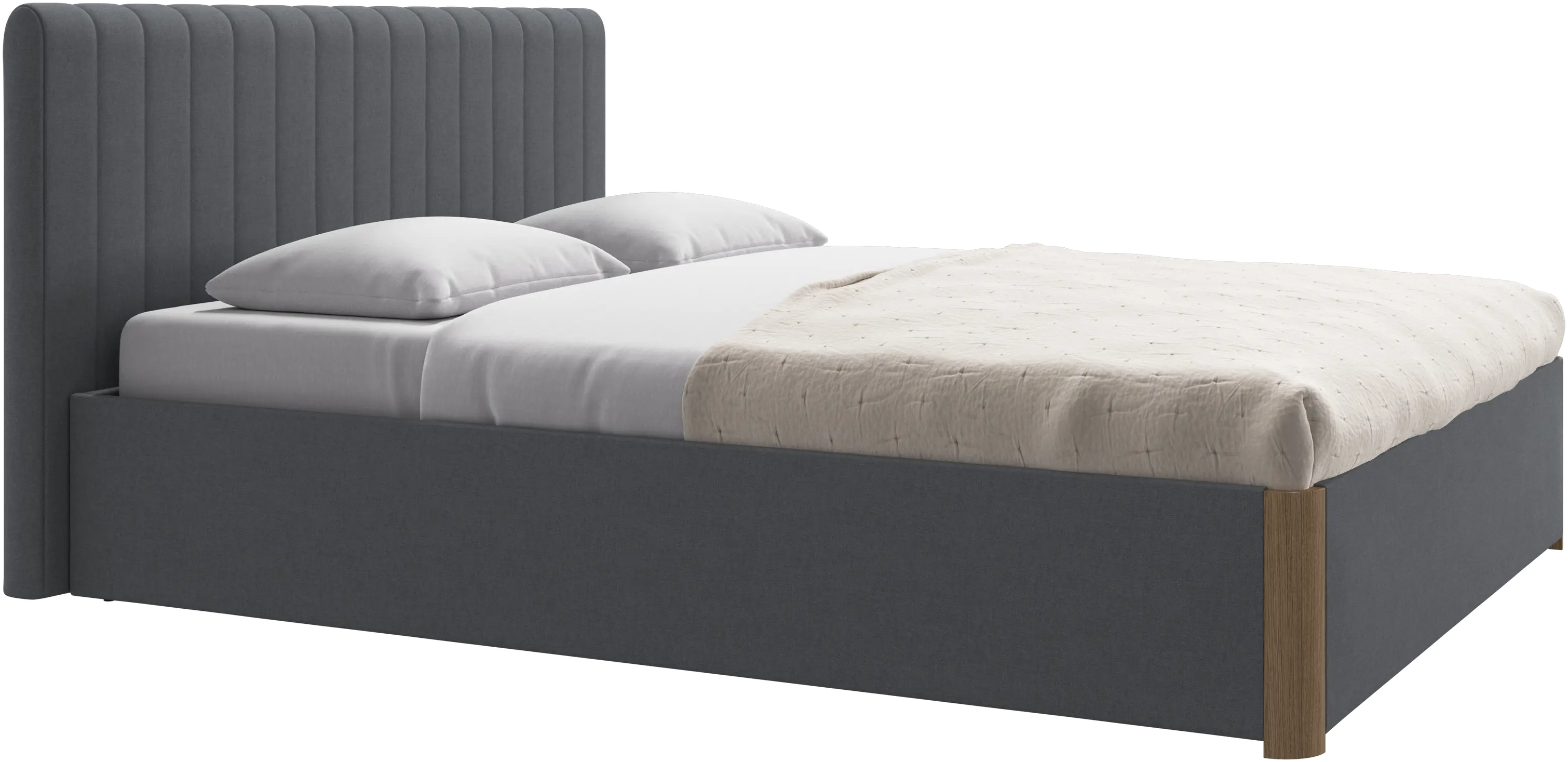 Element cama, cabecero montado en la cama, con láminas y solución de almacenamiento, excl. colchón