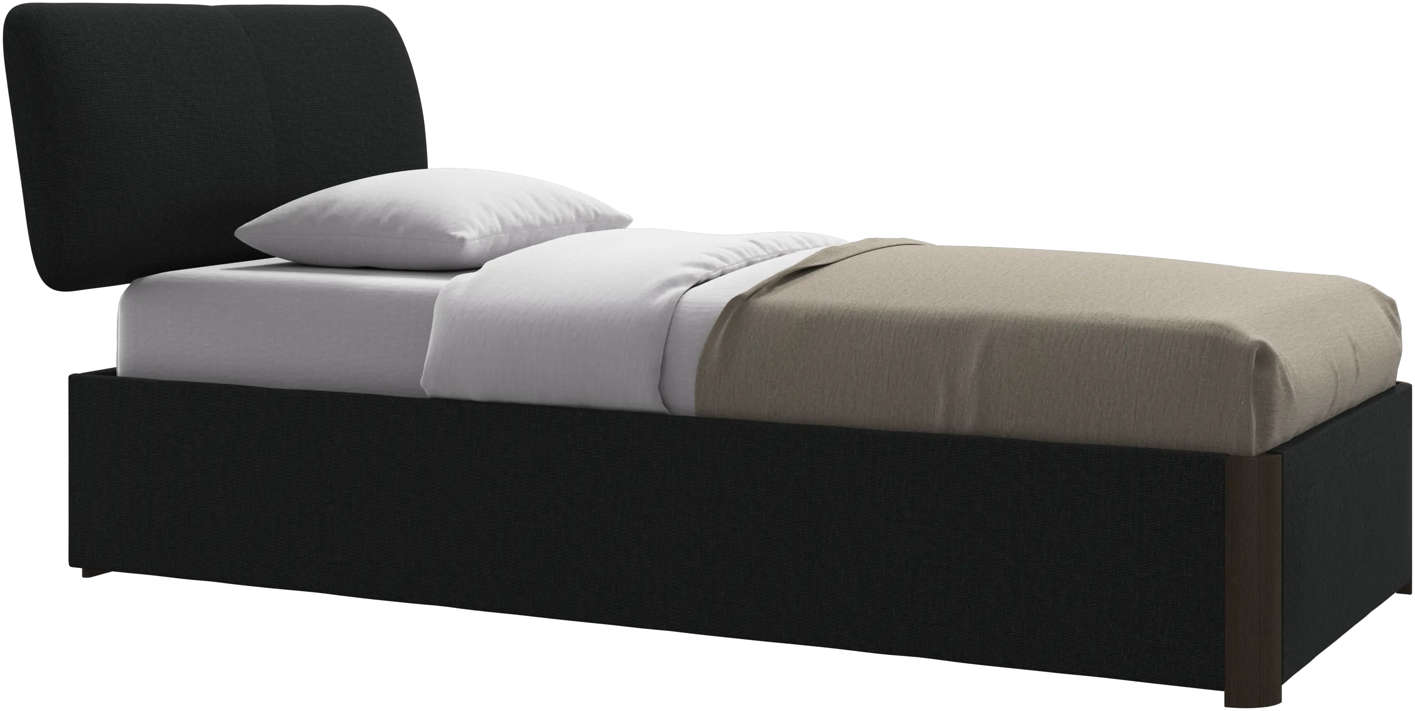 Element lit, tête de lit fixée au lit, avec lattes et solution de stockage, excl. matelas
