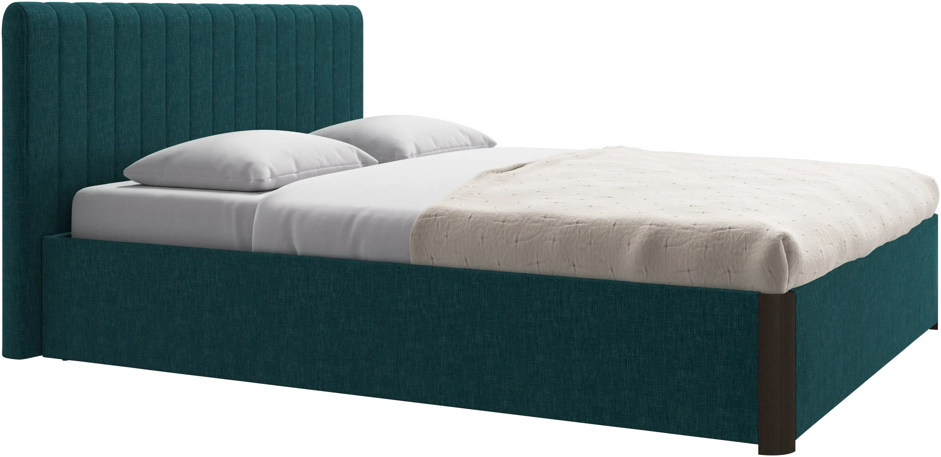 Element cama, cabecero montado en la cama, con láminas y solución de almacenamiento, excl. colchón