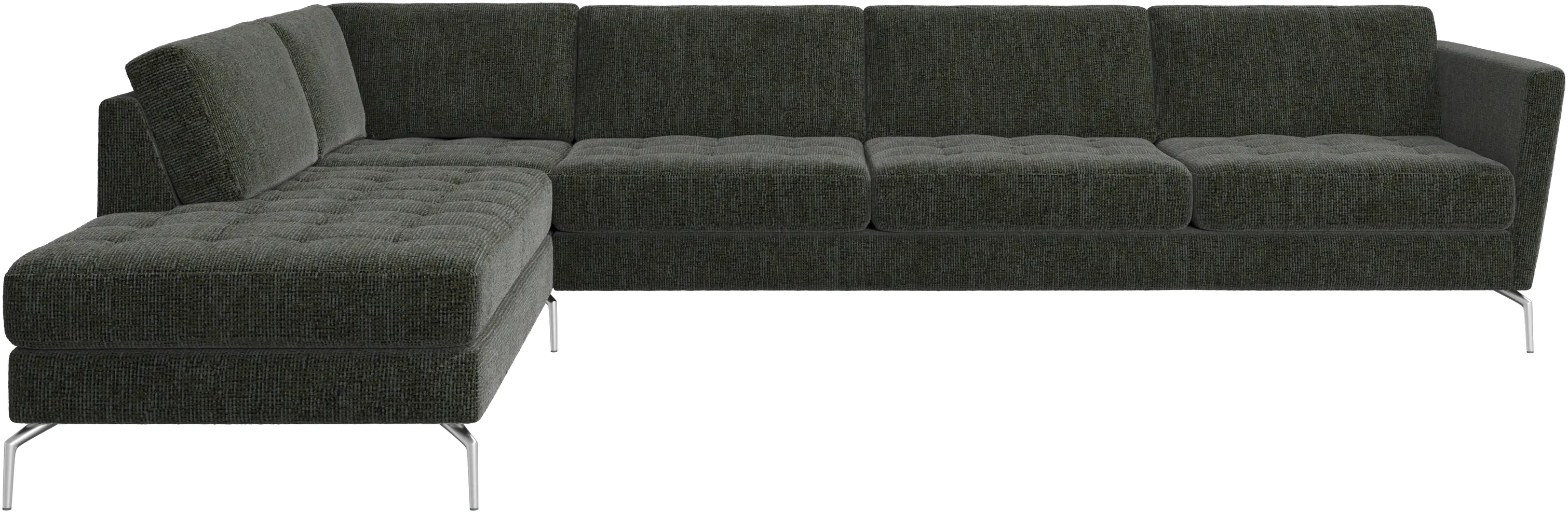 Osaka corner sofa with lounging unit, tufted seat