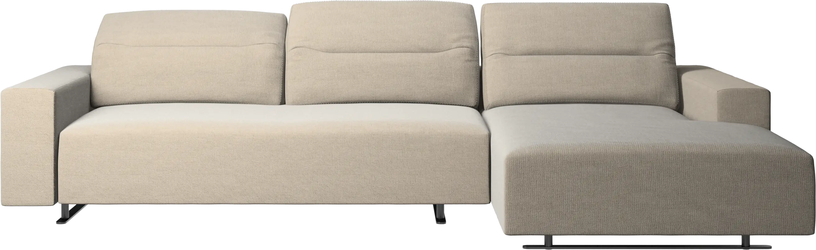 Hampton sofa with adjustable back, resting unit and storage right side