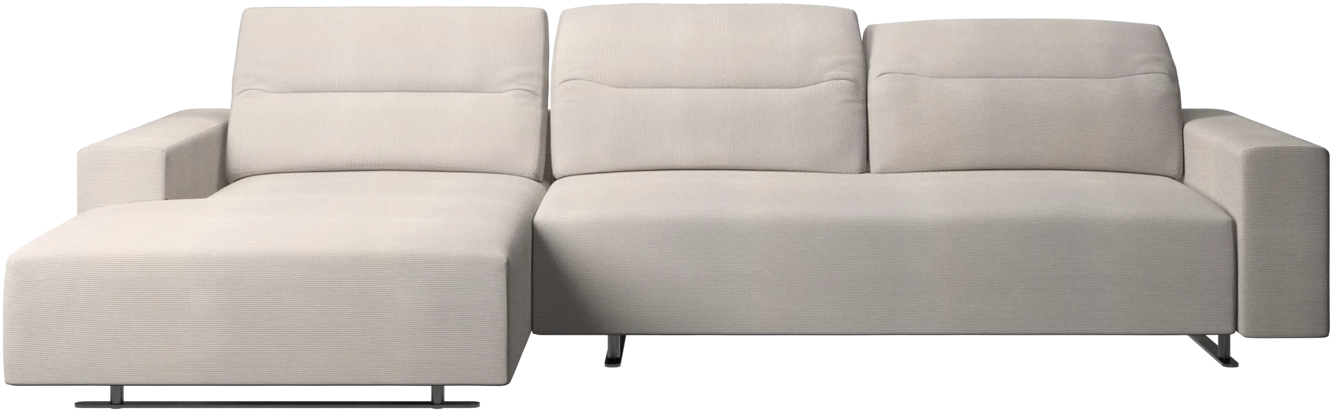 Hampton sofa with adjustable back, resting unit and storage both sides