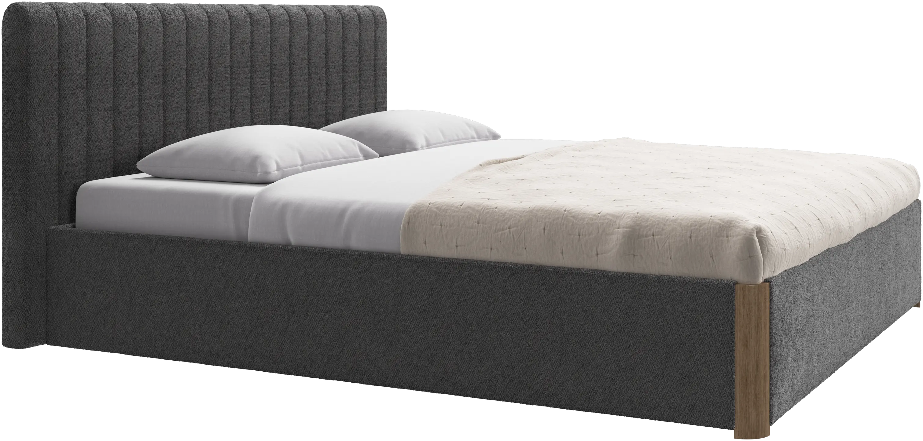 Element cama, cabecero montado en la cama, con láminas y solución de almacenamiento, excl. colchón