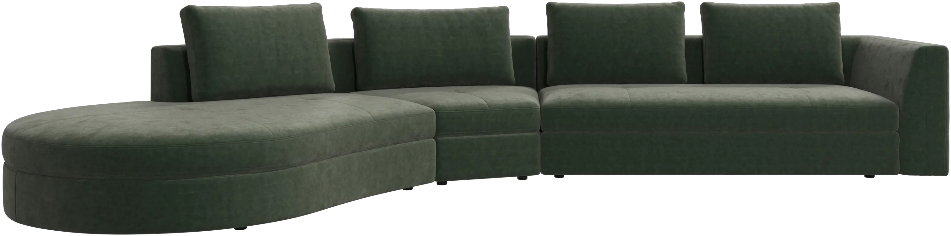 Bergamo sofa with round lounging unit, left