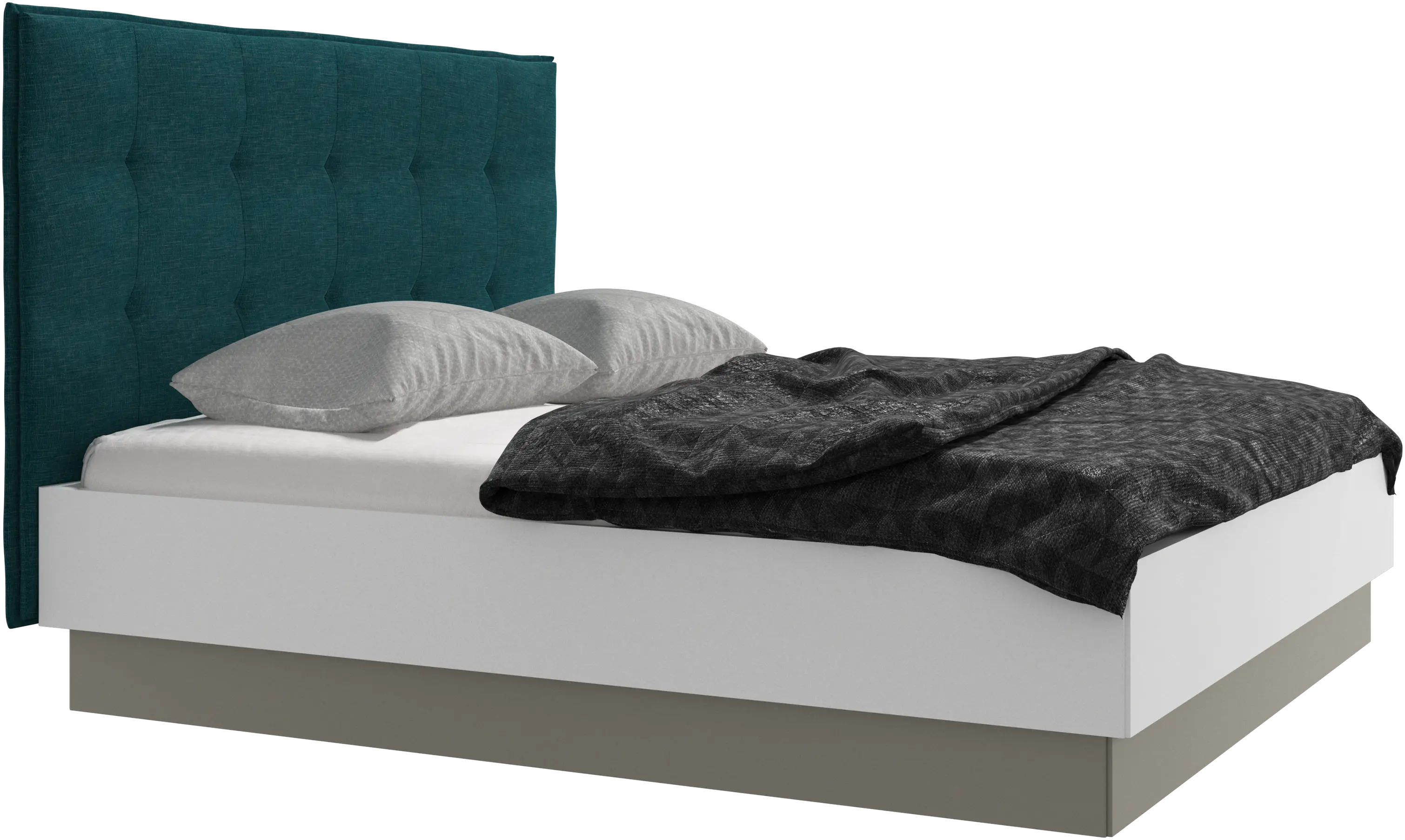 Lit Lugano avec rangement intégré, sommier inclus, hors matelas
