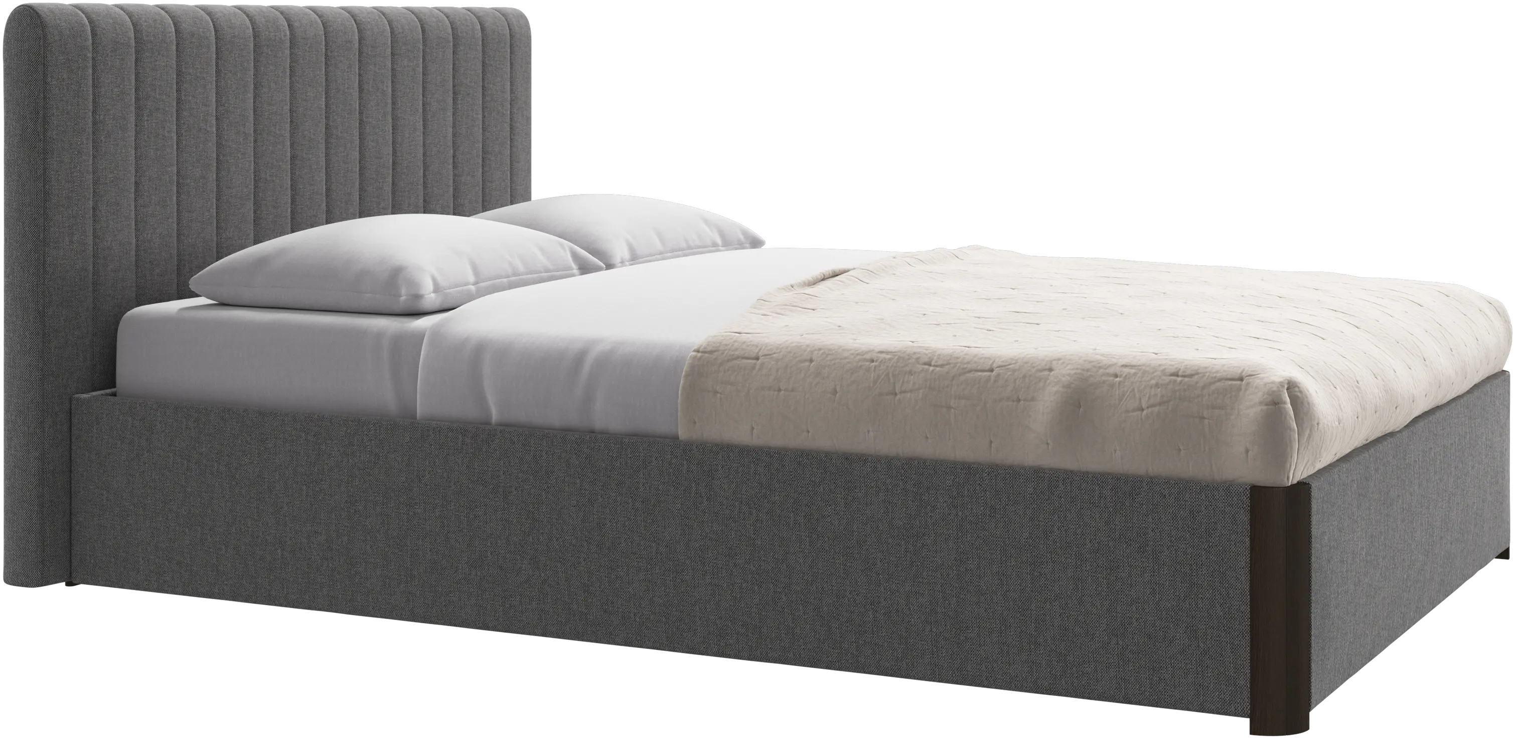 Element lit, tête de lit fixée au lit, avec lattes et solution de stockage, excl. matelas