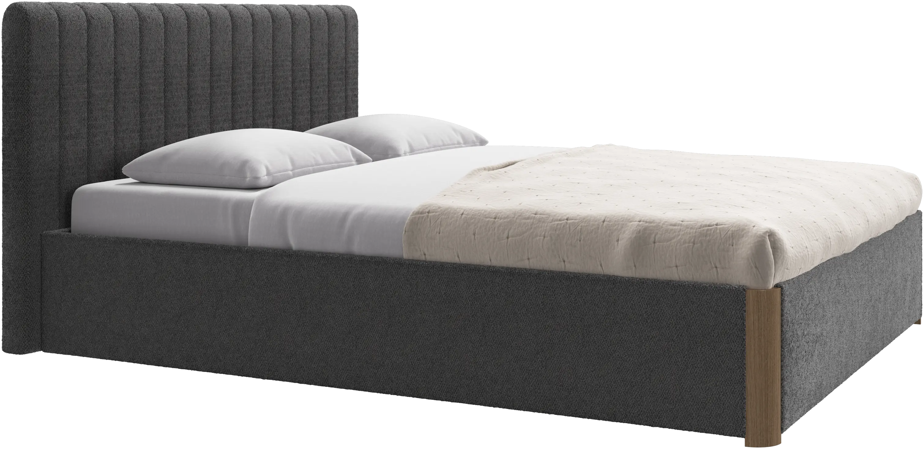Element bed, bedgemonteerd hoofdbord, met latten en opbergoplossing, excl. matras