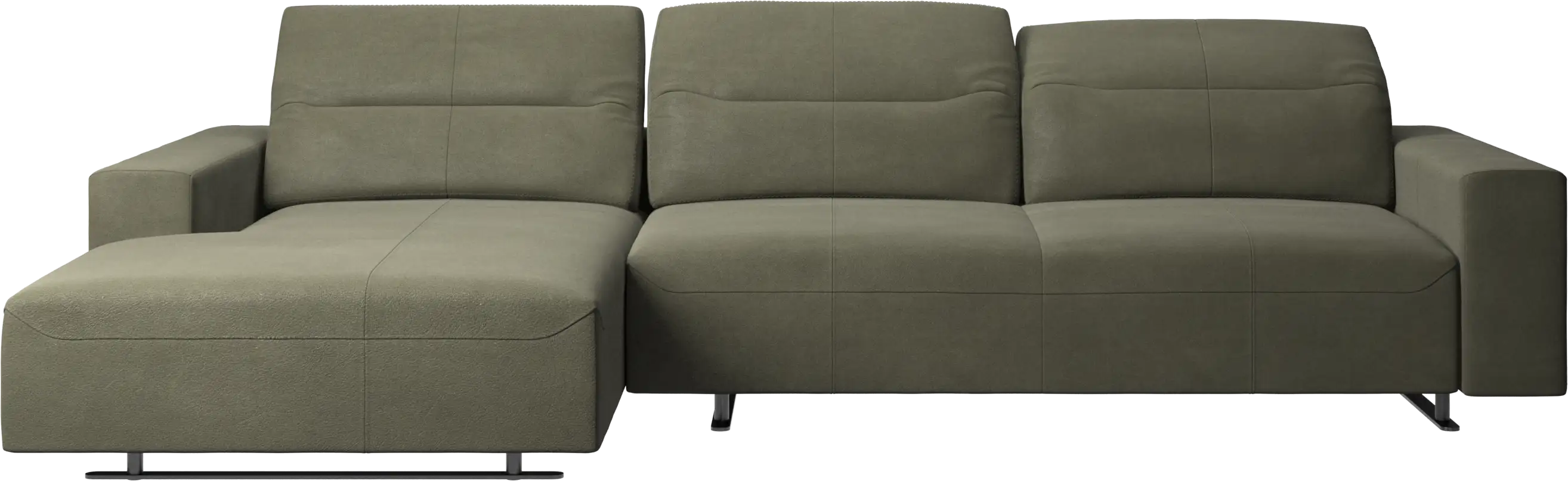 Canapé Hampton avec dossier ajustable, méridienne et espace de rangement côté gauche