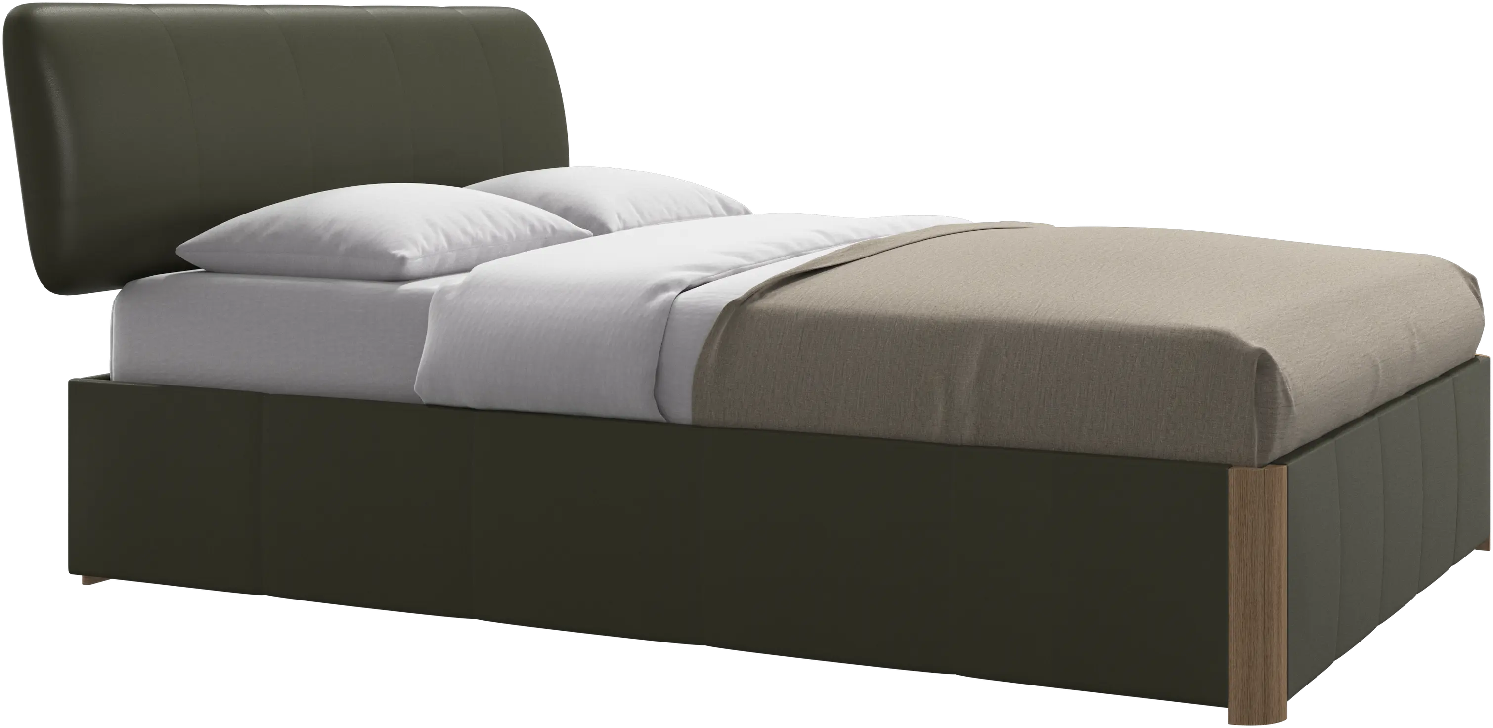 Element lit, tête de lit fixée au lit, avec lattes et solution de stockage, excl. matelas