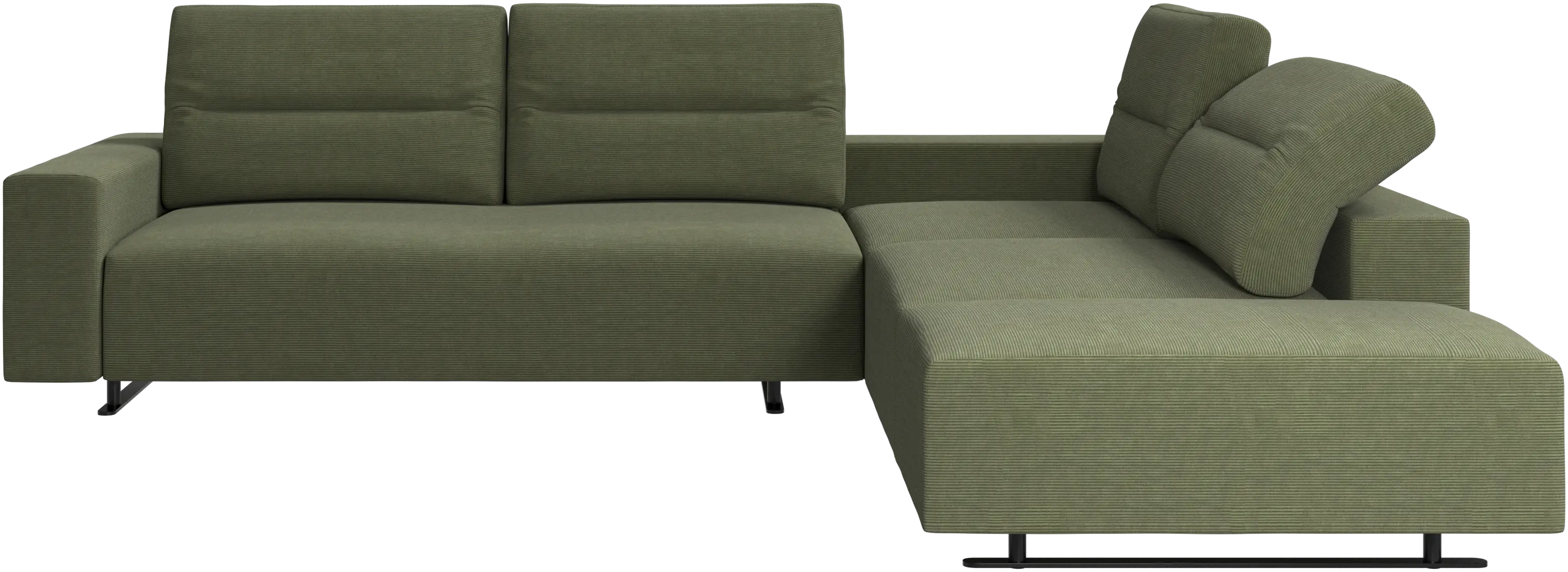 Hampton corner sofa with adjustable back and storage on left side
