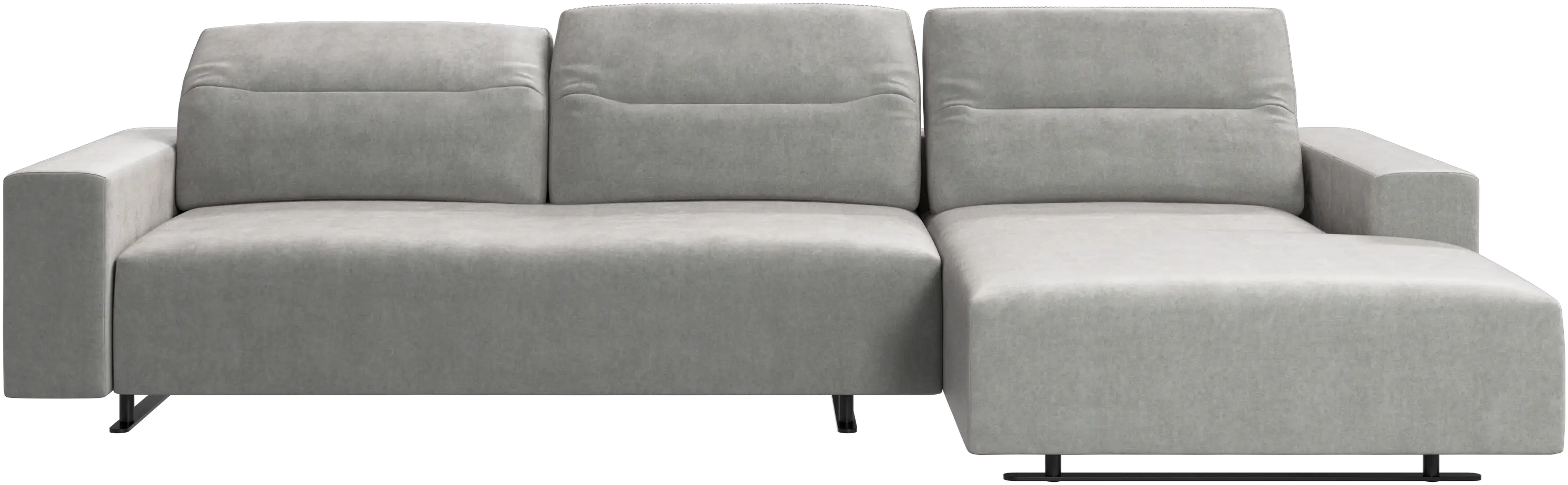 Sofá Hampton con respaldo ajustable, módulo de descanso y almacenamiento en ambos lados
