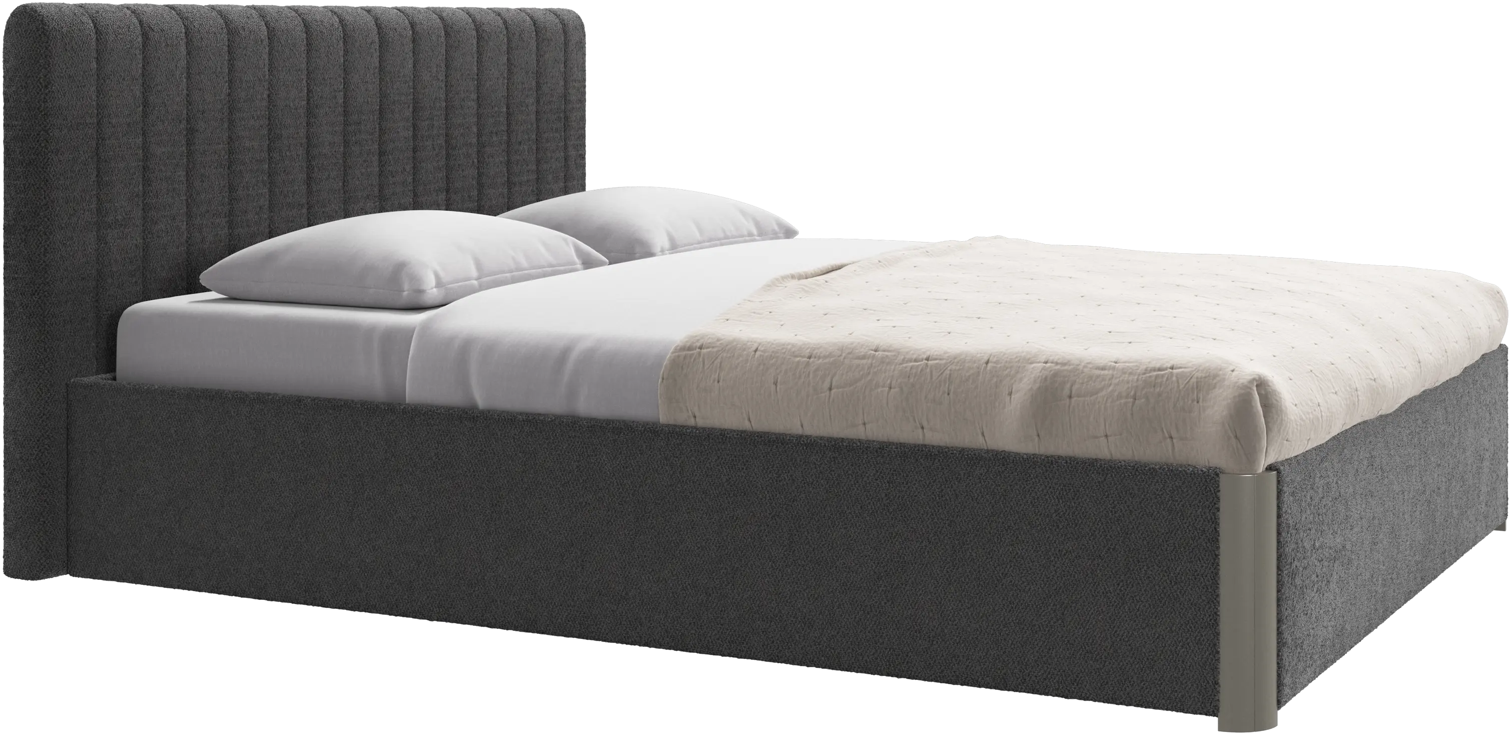 Element bed, bedgemonteerd hoofdbord, met latten en opbergoplossing, excl. matras
