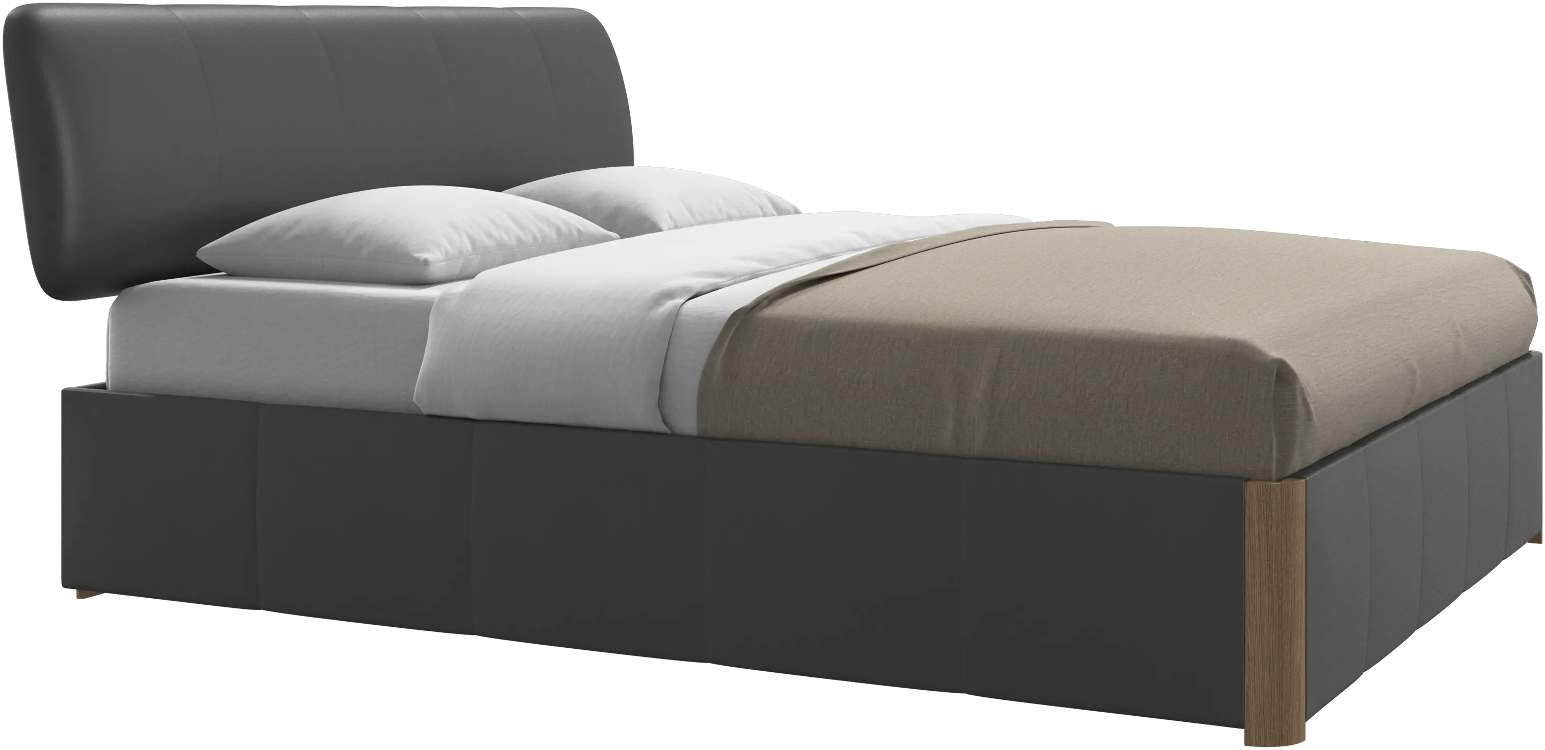 Element bed, bed-mounted headboard, with slats and storage solution, excl. mattress