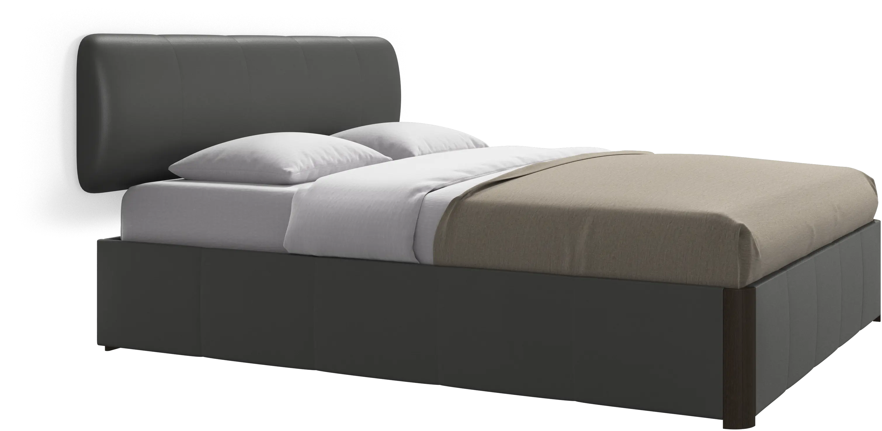 Element lit, tête de lit murale, avec lattes et solution de stockage, excl. matelas