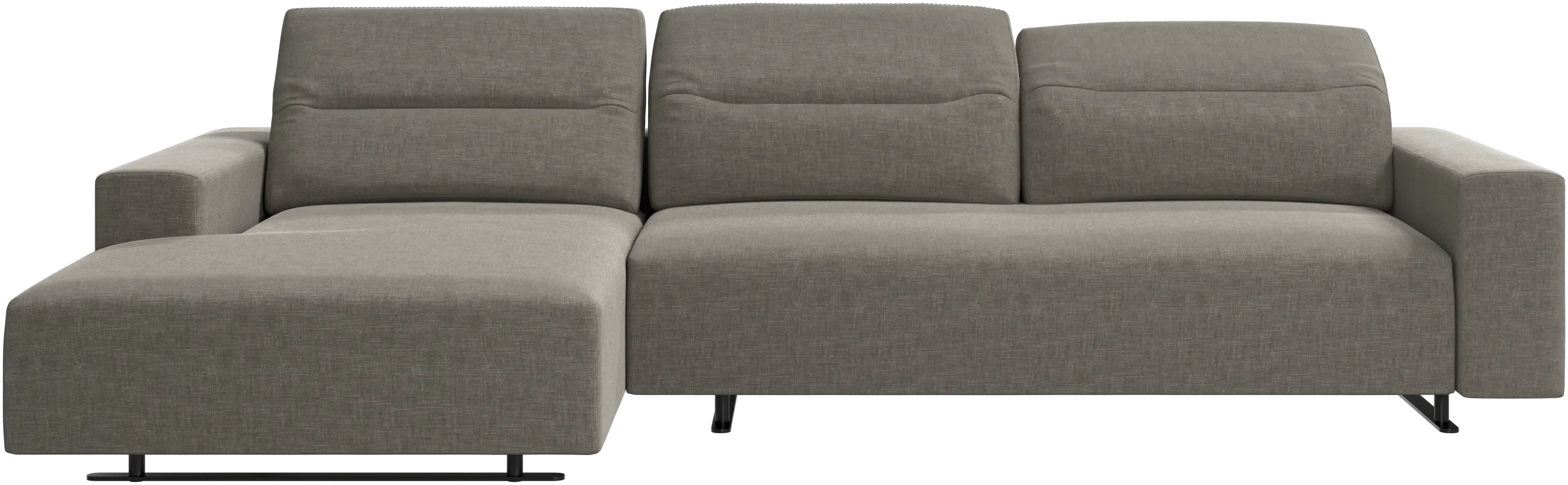 Hampton sofa with adjustable back and resting unit left side, storage right side