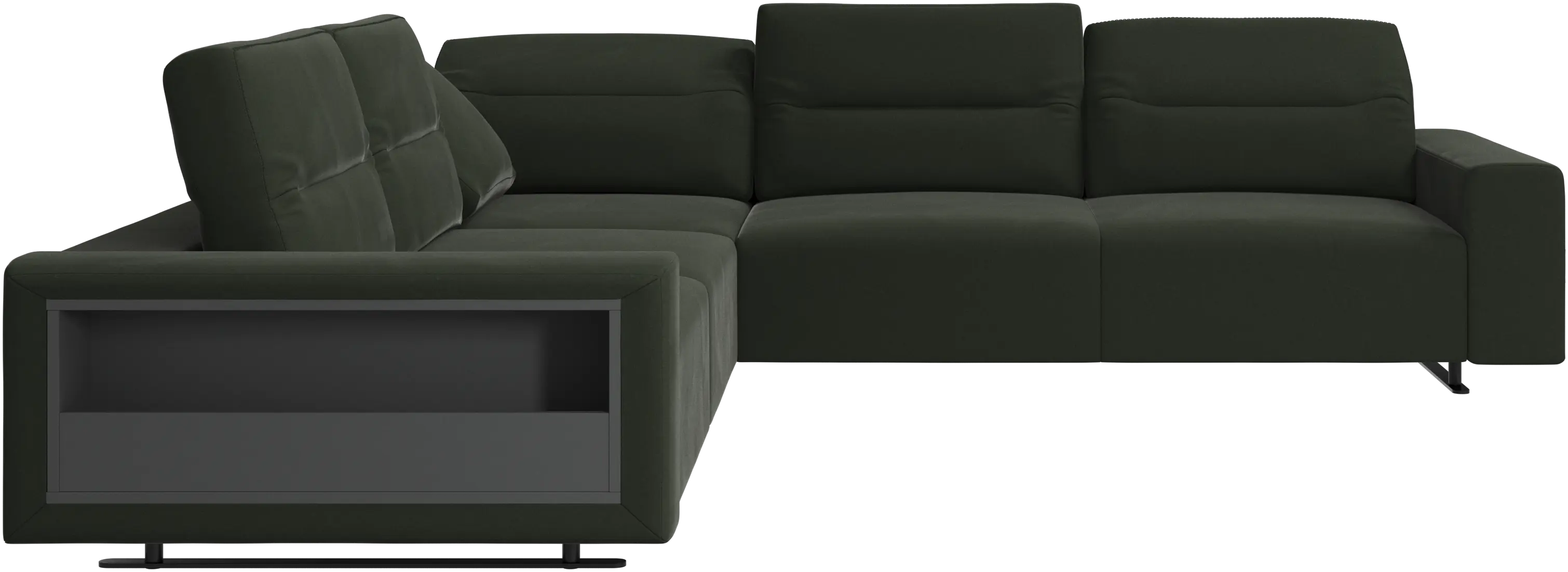 Hampton corner sofa with adjustable back and storage on left side