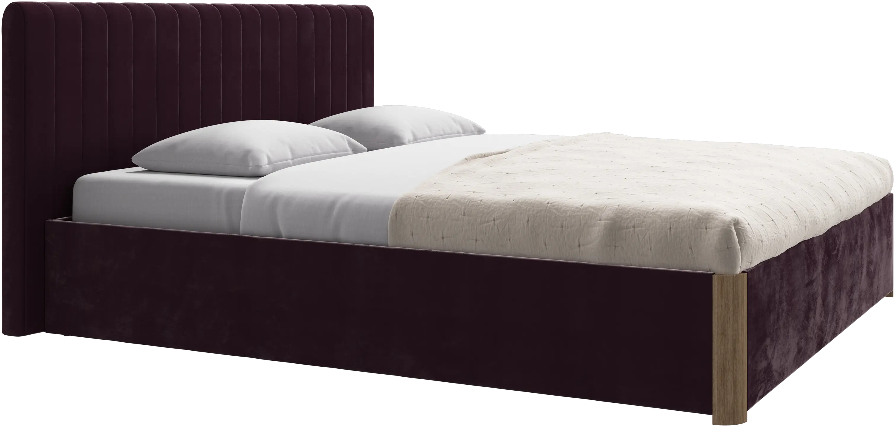Element bed, bed-mounted headboard, with slats and storage solution, excl. mattress