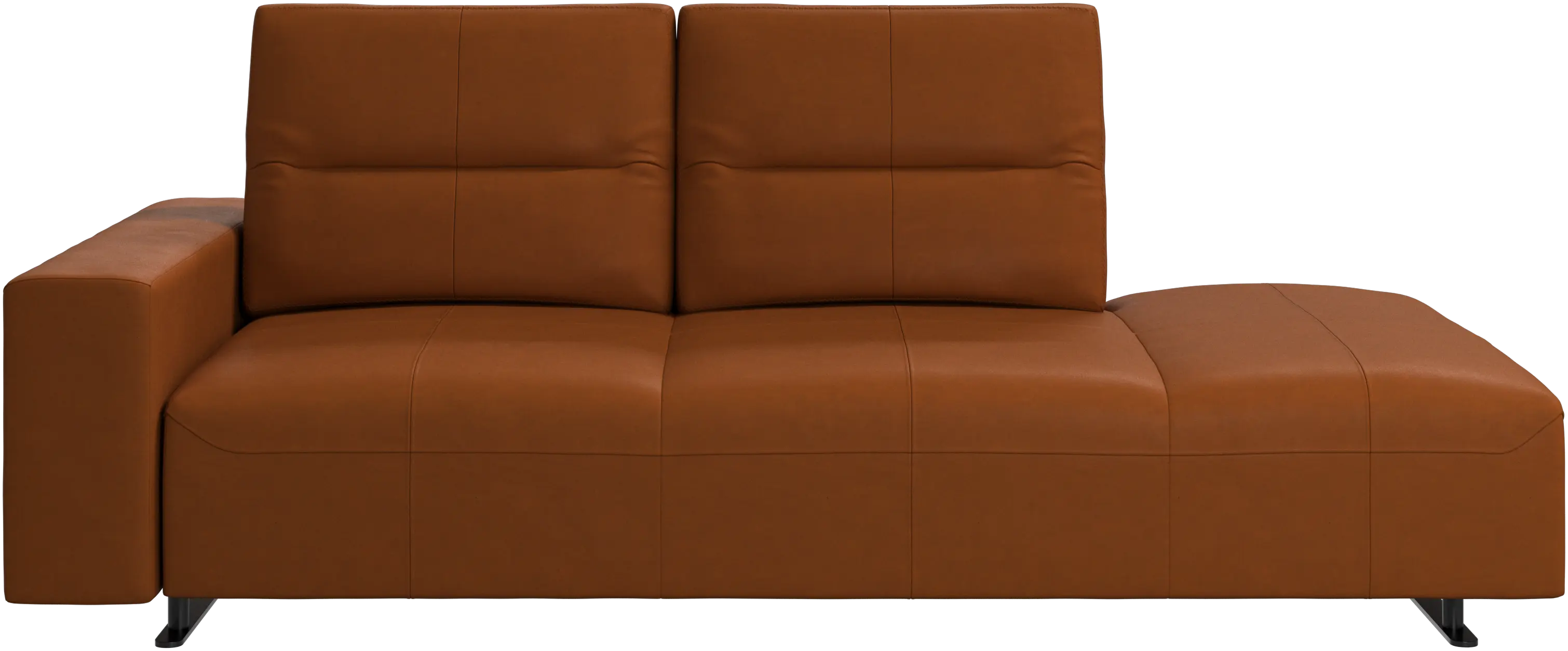 Hampton sofa with adjustable back and lounging unit right side, storage and armrest left side