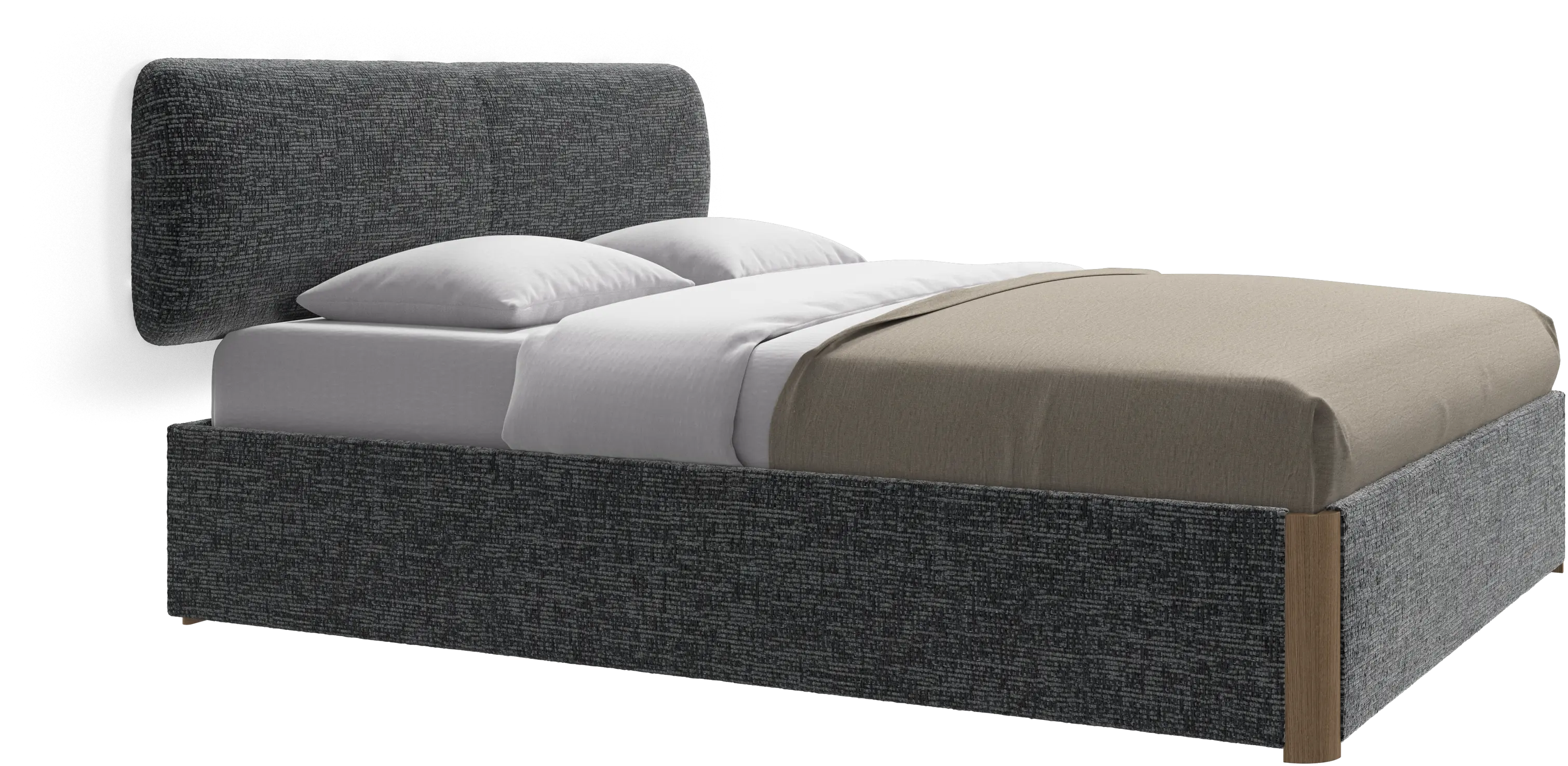 Element bed, wall-mounted headboard, with slats and storage solution, excl. mattress