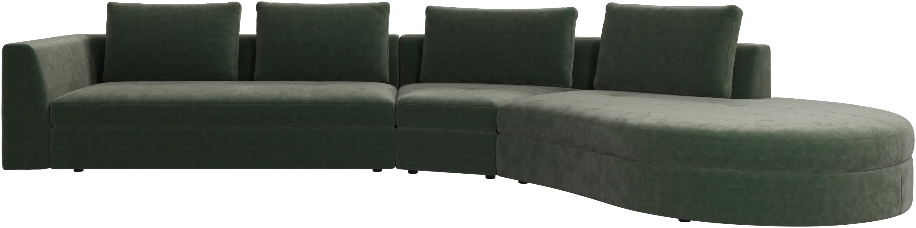Bergamo sofa with round lounging unit,right