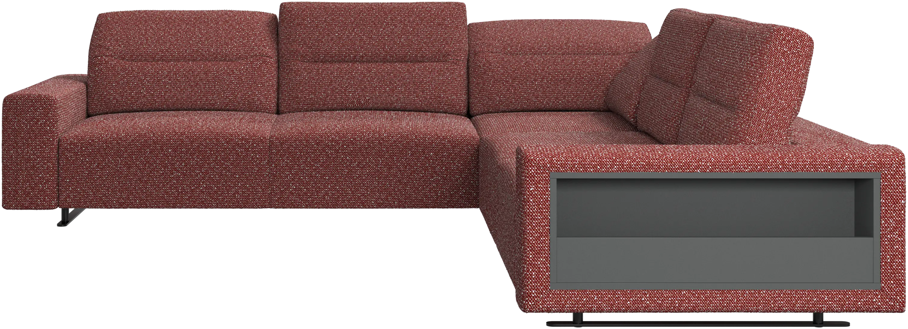 Hampton corner sofa with adjustable back and storage on right side
