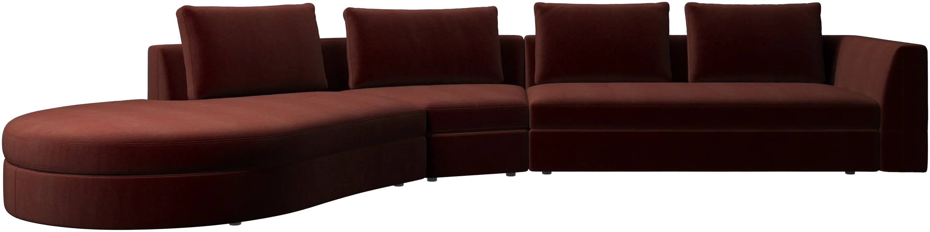 Bergamo sofa with round lounging unit, left