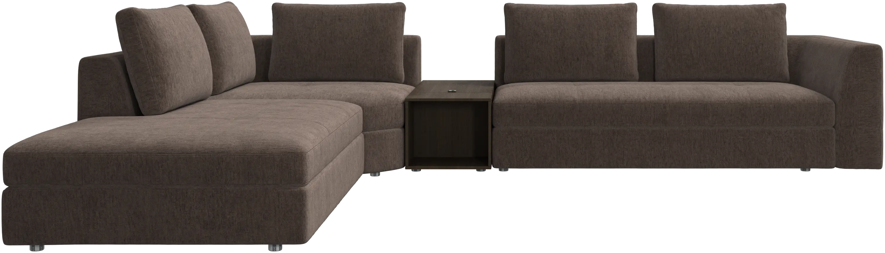 Bergamo corner sofa with lounging unit and footstool w/storage