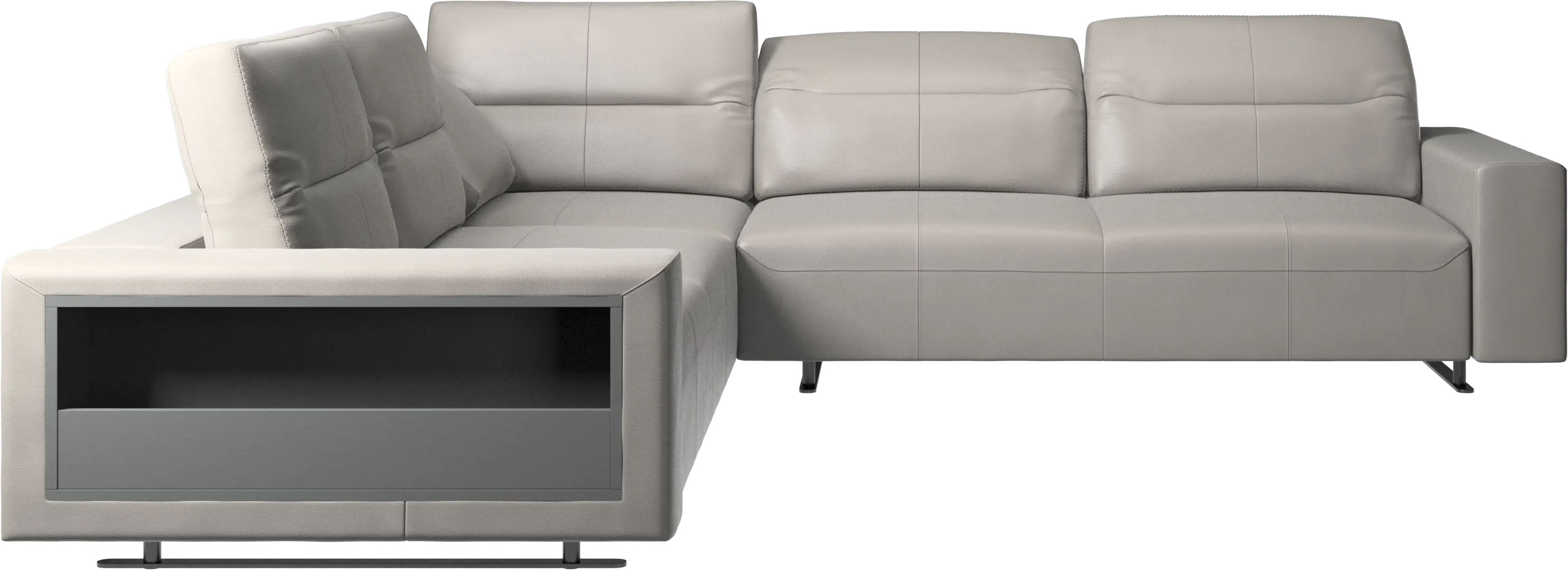 Hampton corner sofa with adjustable back and storage on left side