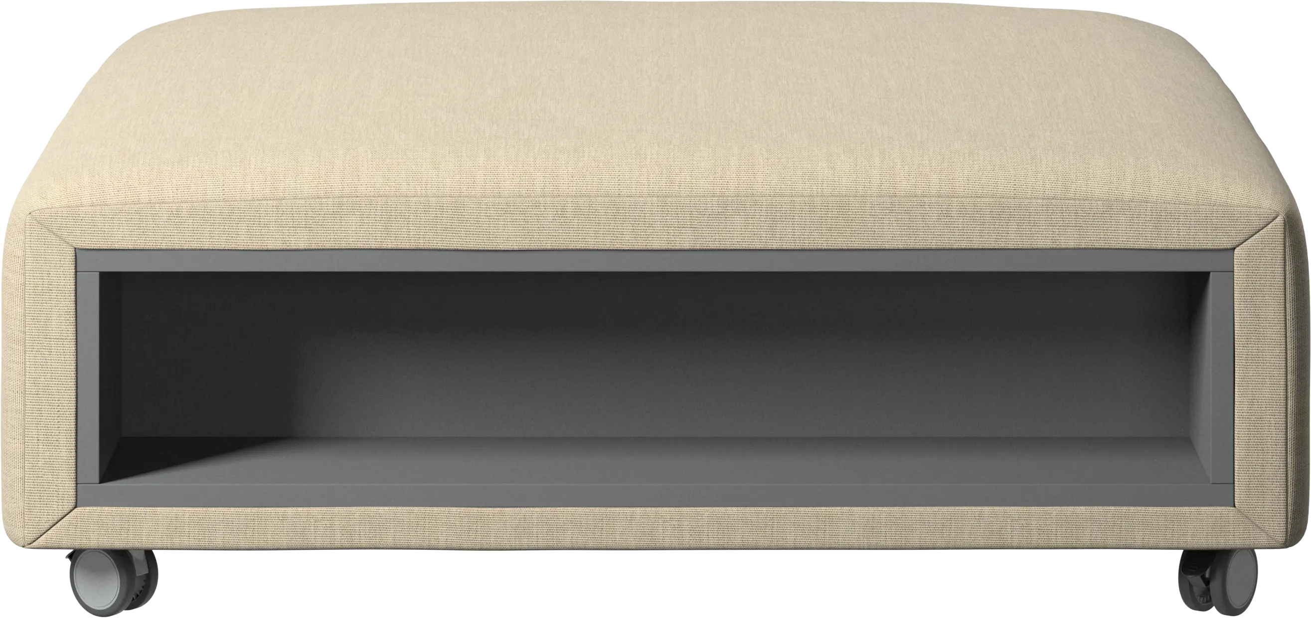 Pouf Hampton sur roulettes avec espaces de rangement