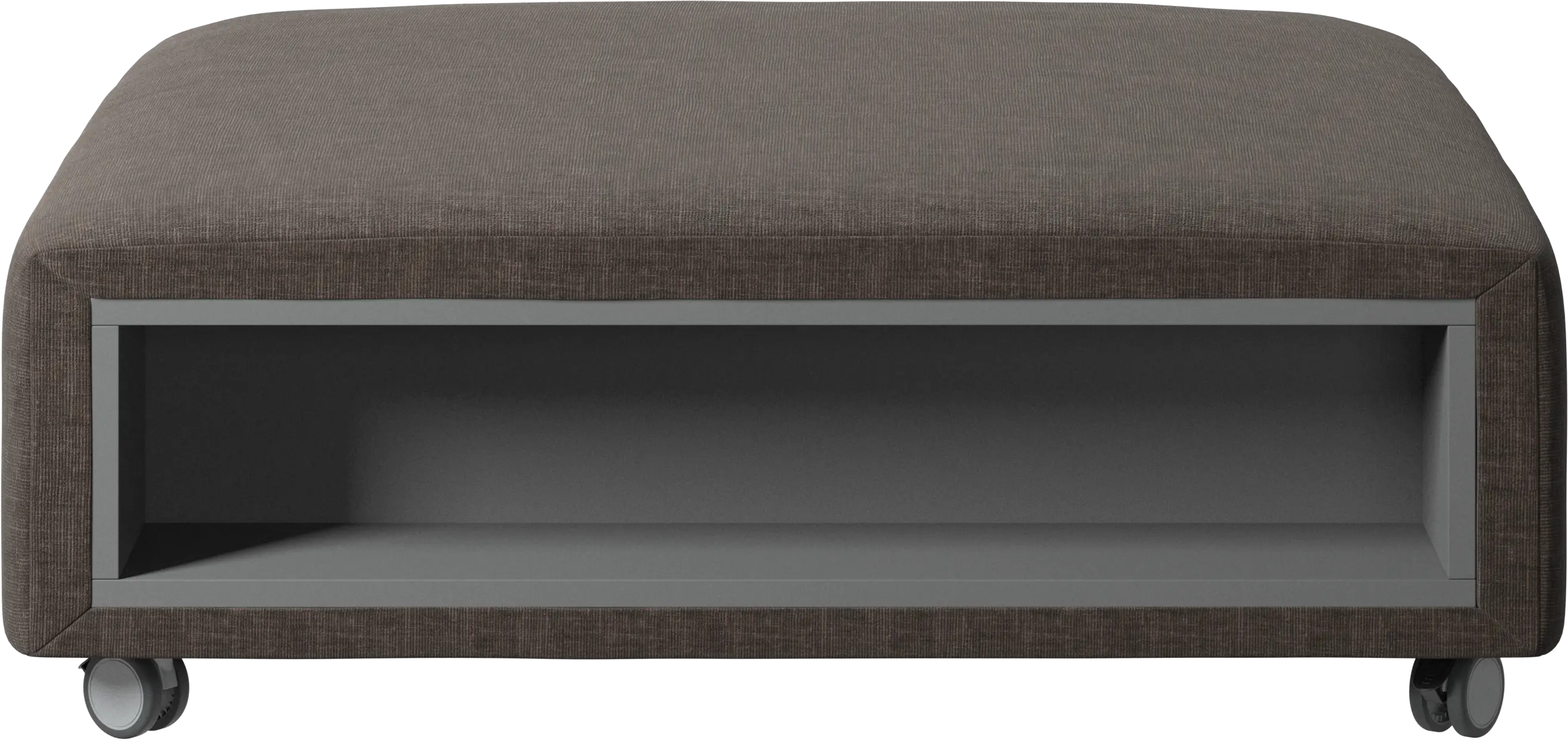 Hampton pouf on wheels with storage left and right sides