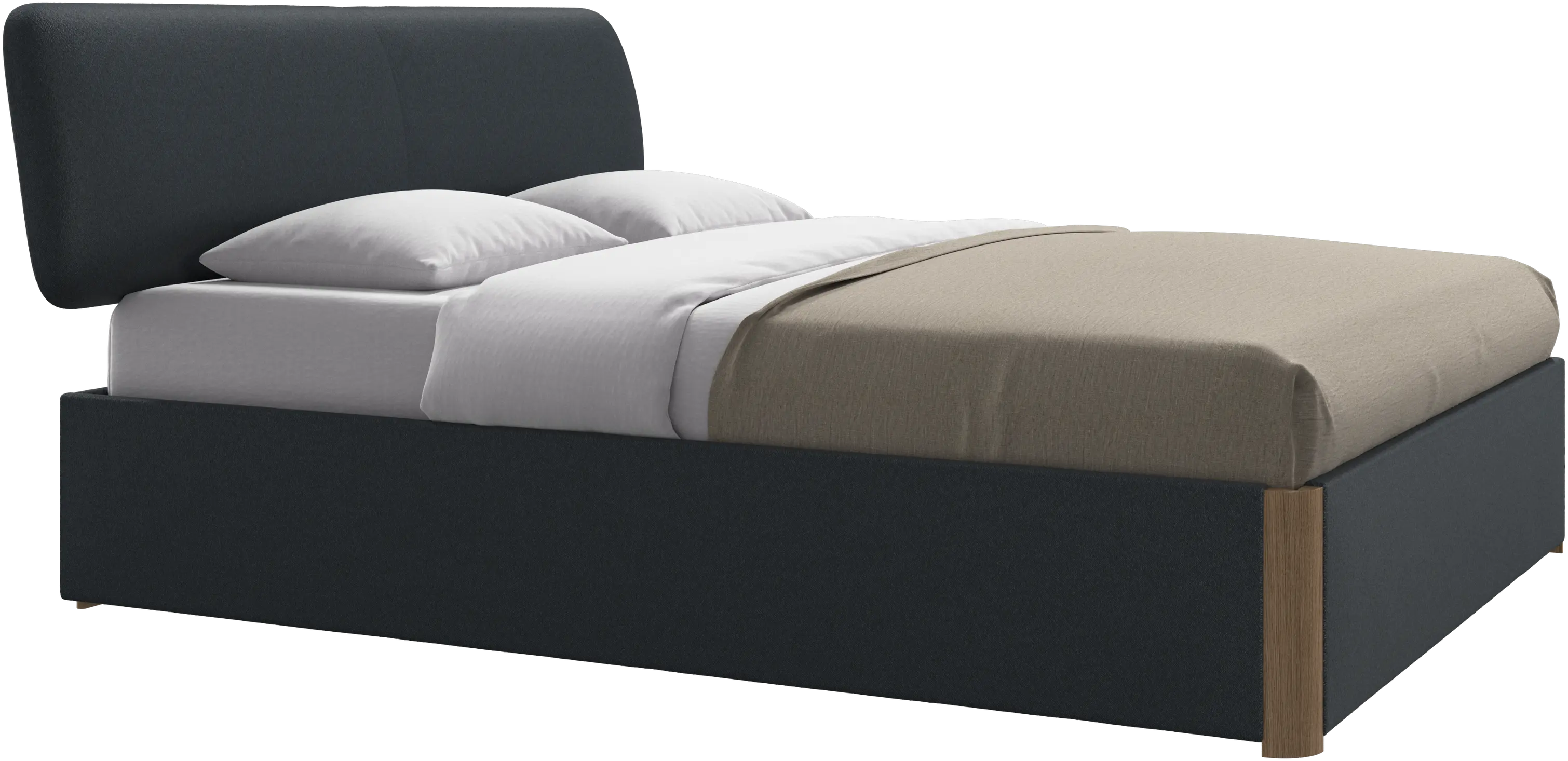 Element bed, bed-mounted headboard, with slats and storage solution, excl. mattress