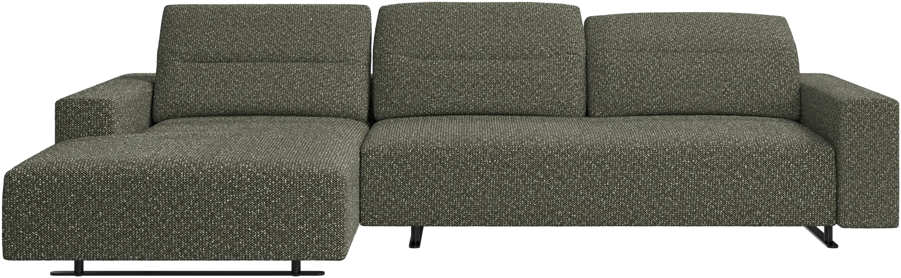 Hampton sofa with adjustable back and resting unit left side, storage right side