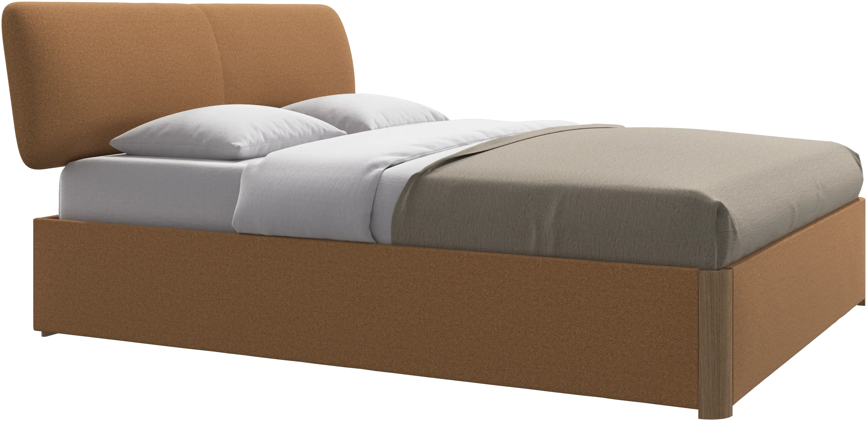 Element lit, tête de lit fixée au lit, avec lattes et solution de stockage, excl. matelas