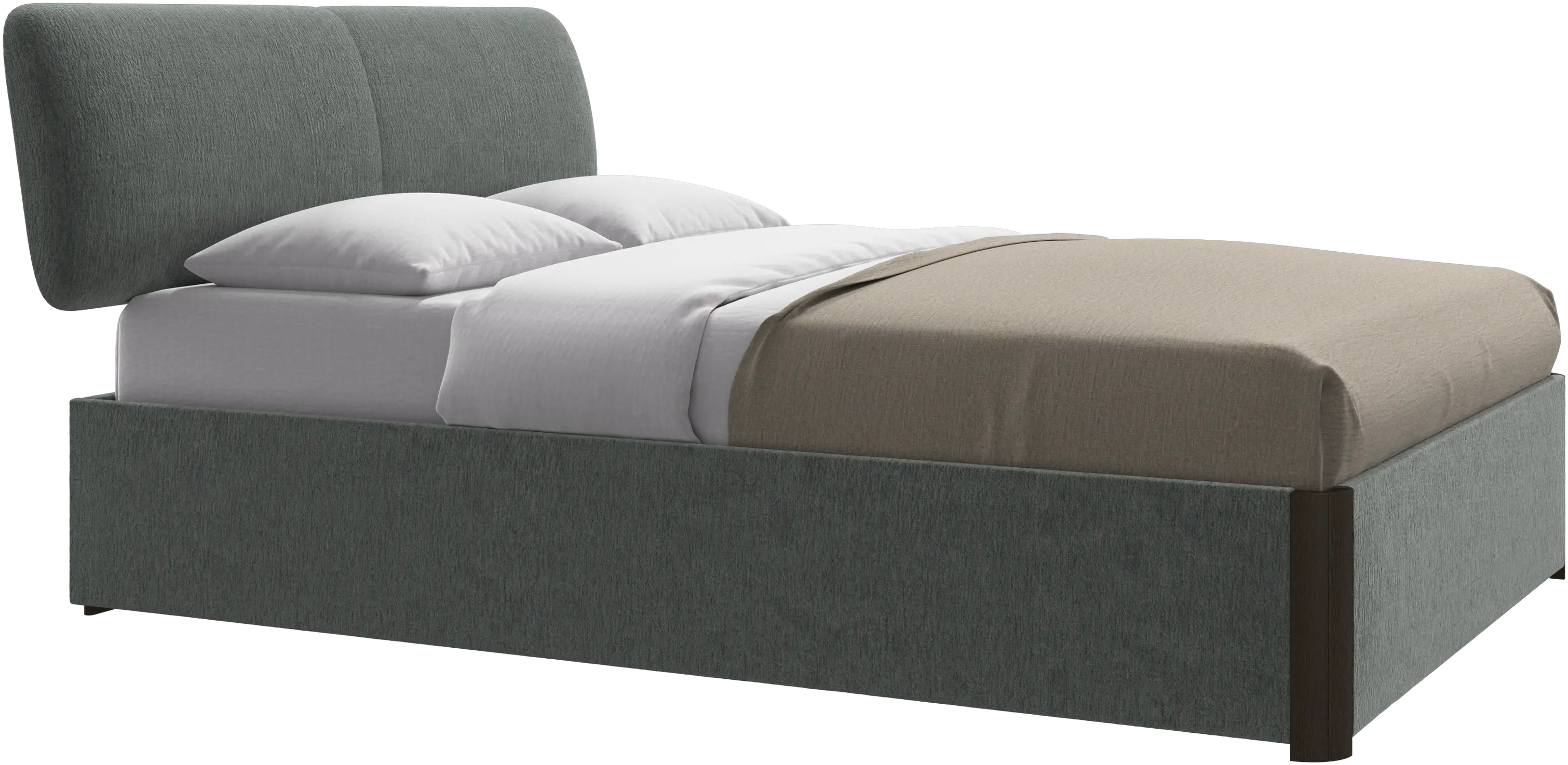 Element bed, bed-mounted headboard, with slats and storage solution, excl. mattress